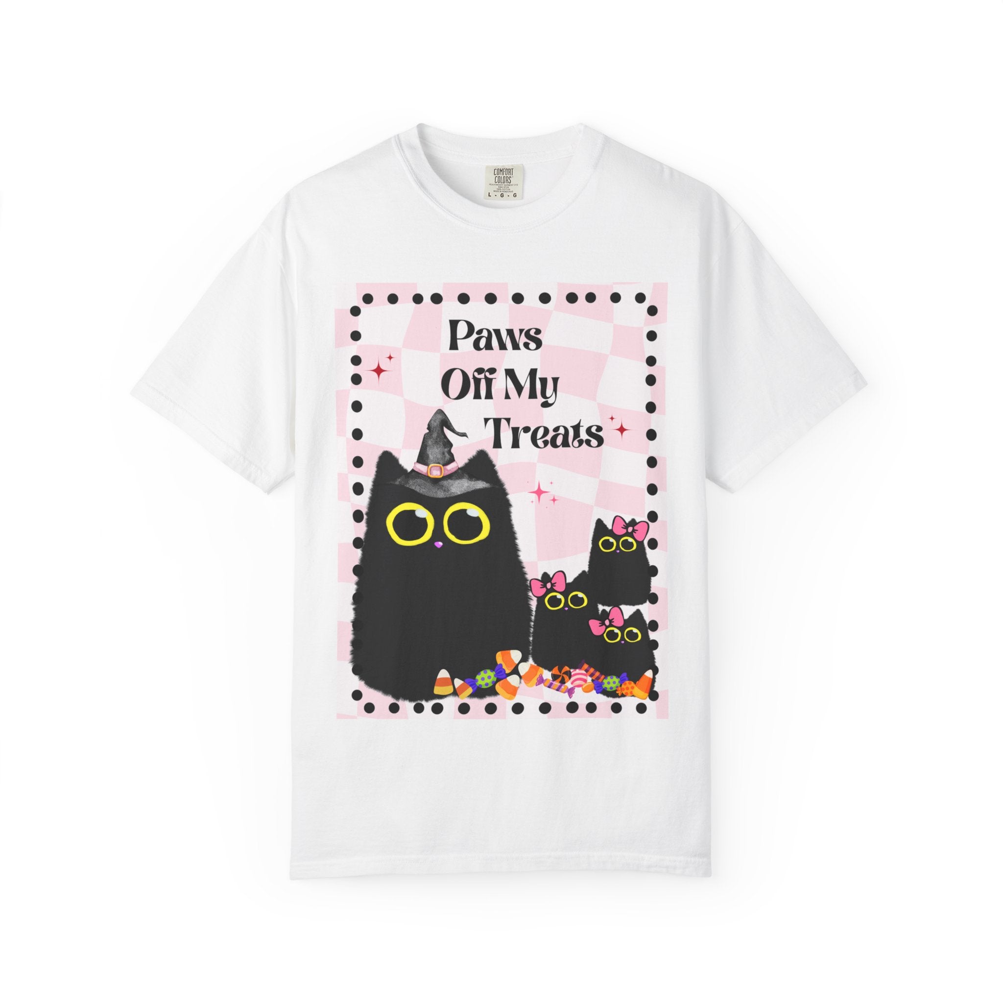 Paws Off My Treats Black Cat Halloween Shirt Comfort Colors Tee