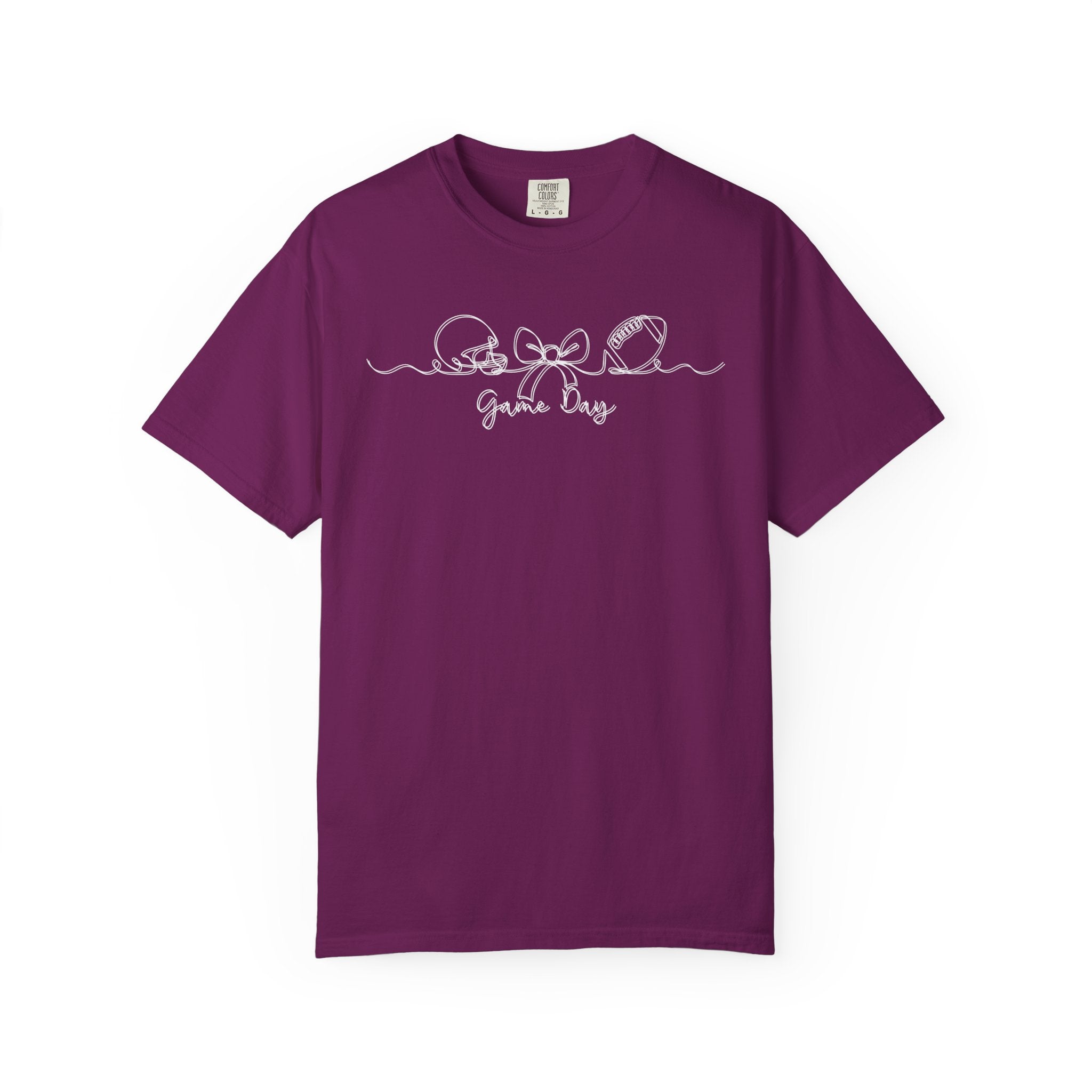 Game Day Football T-Shirt – Cute Bow & Helmet Graphic Tee for Sports Moms & Fans