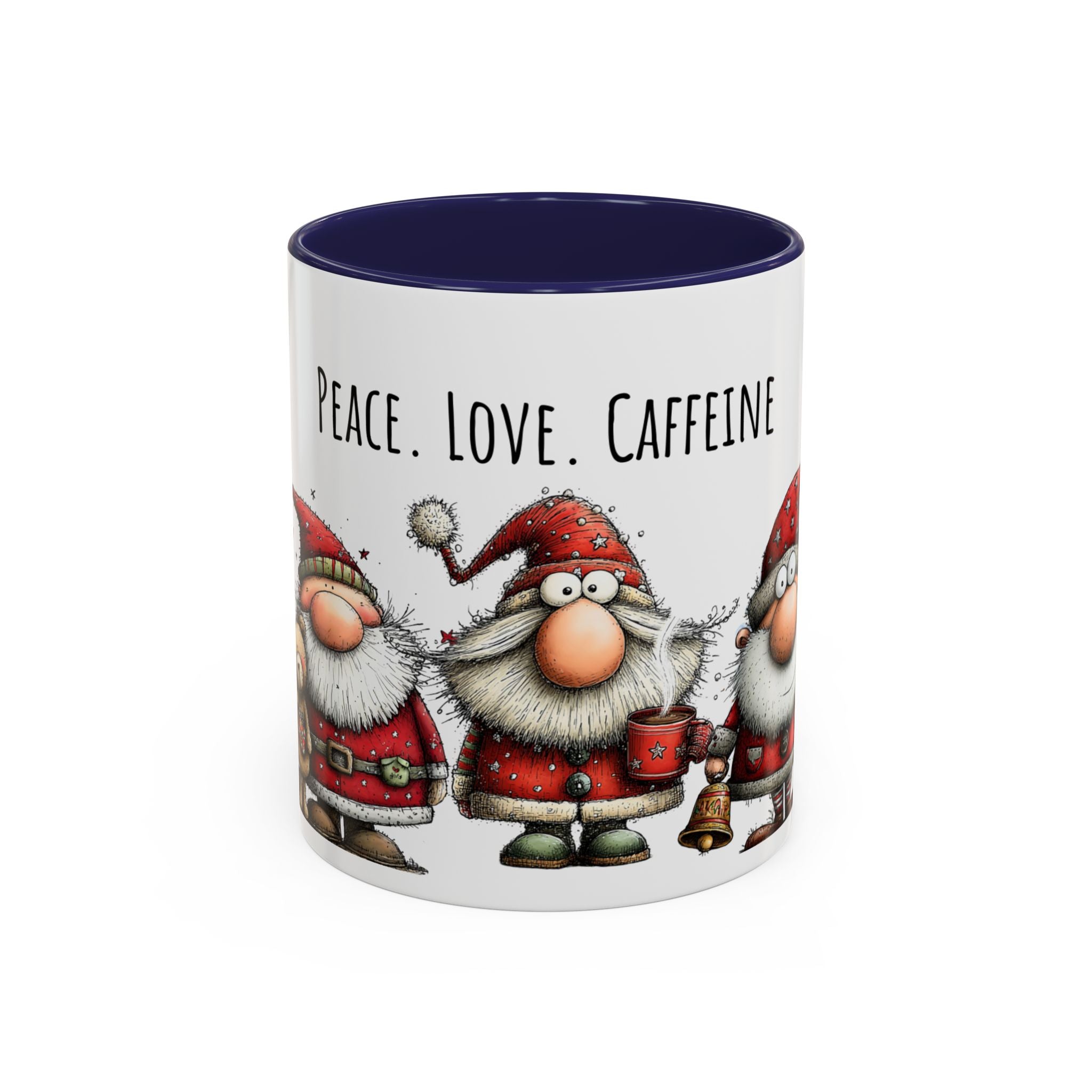 Peace Love Caffeine Santa Mug – Cozy Christmas Coffee Cup