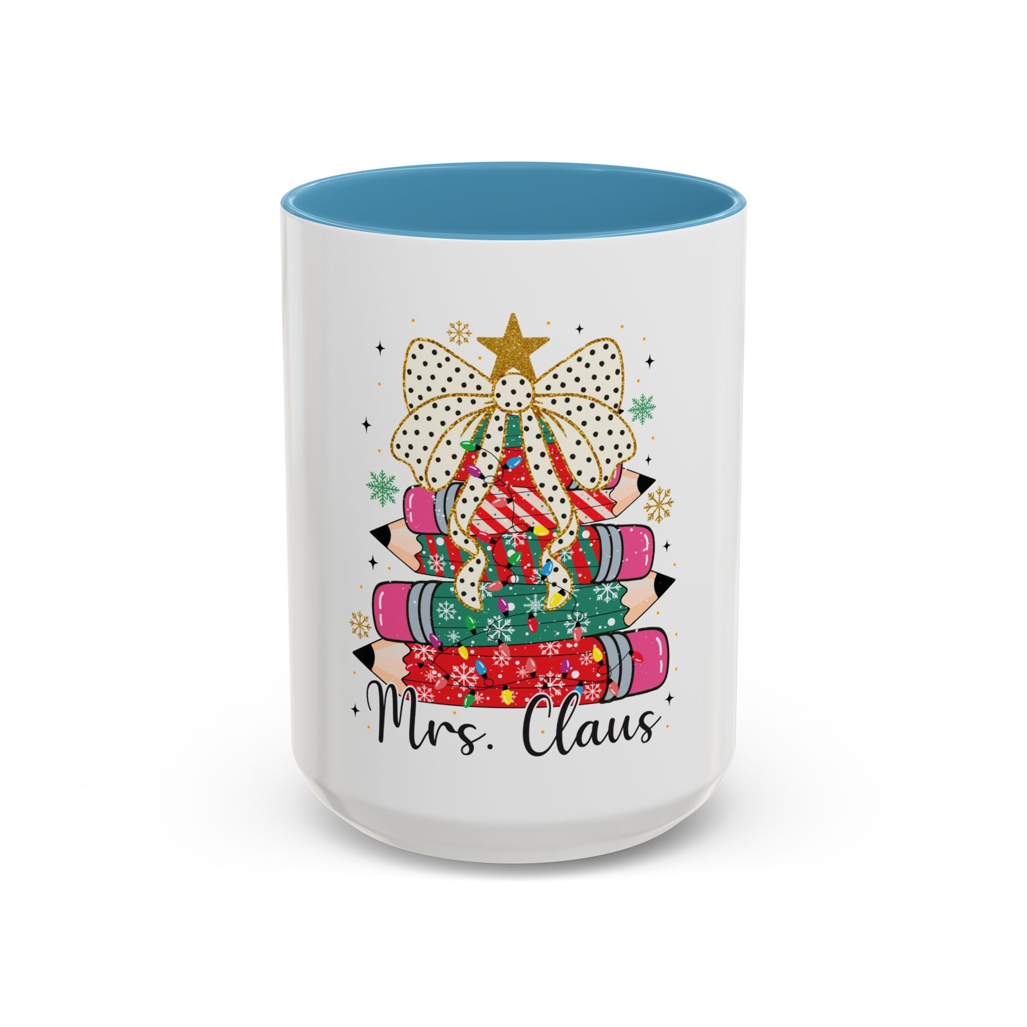 Mrs. Claus Christmas Mug – Teacher Pencil Tree Holiday Cup