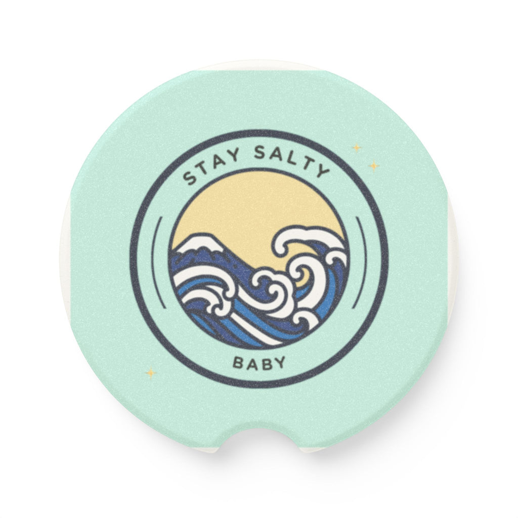 Soapstone Car Coaster – Stay Salty Baby Design | Coastal Gift for Car Lovers