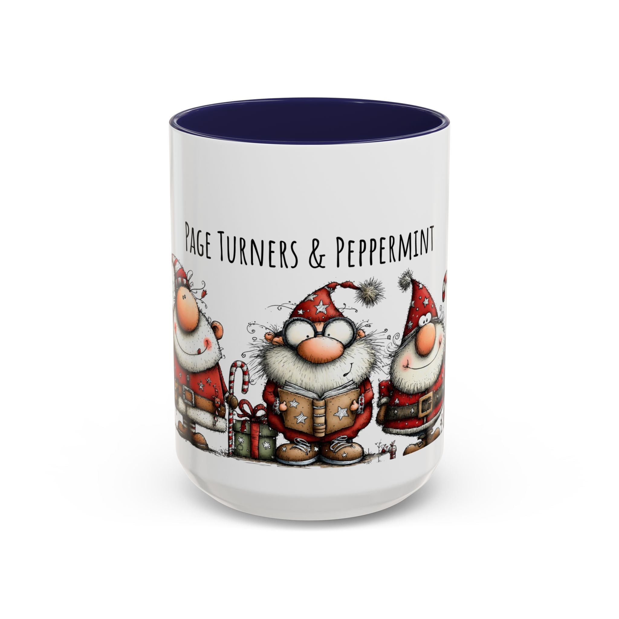 Page Turners & Peppermint Santa Mug – Cute Christmas Mug for Book Lovers