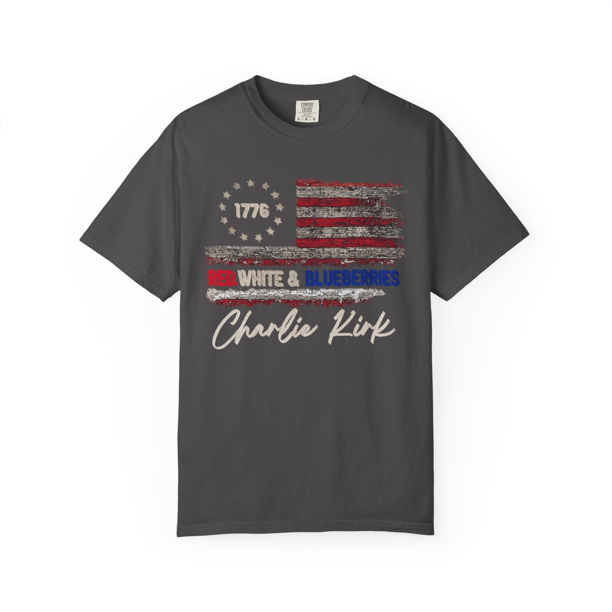1776 Red White & Blueberries Shirt|Distressed American Flag Patriotic Tee