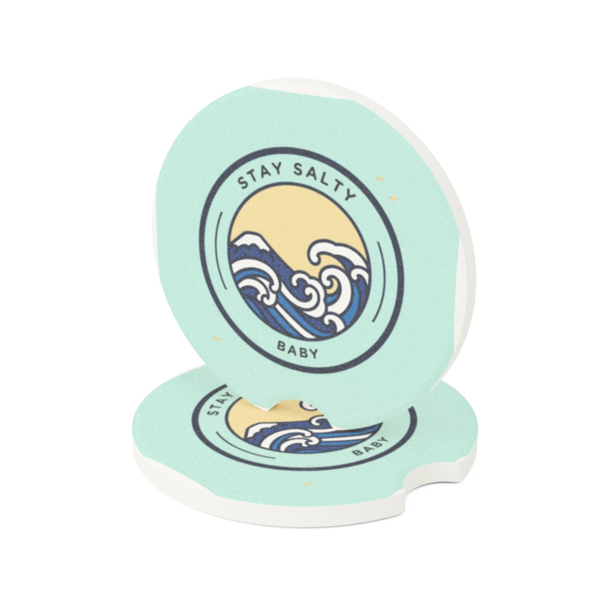 Soapstone Car Coaster – Stay Salty Baby Design | Coastal Gift for Car Lovers