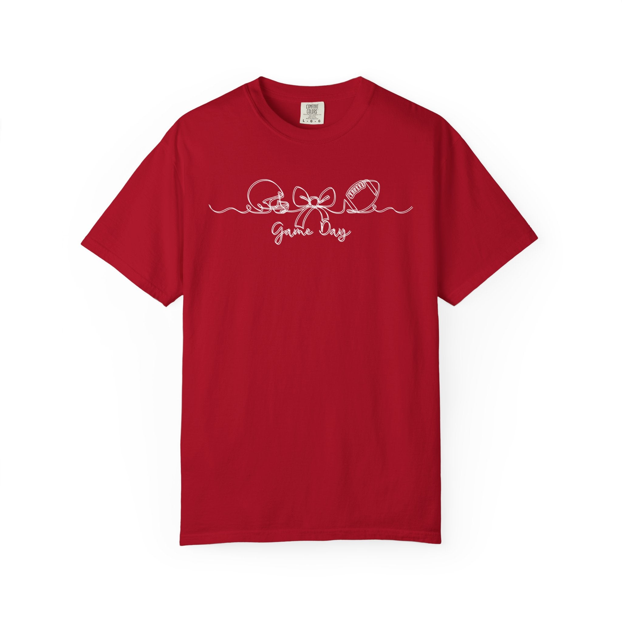 Game Day Football T-Shirt – Cute Bow & Helmet Graphic Tee for Sports Moms & Fans