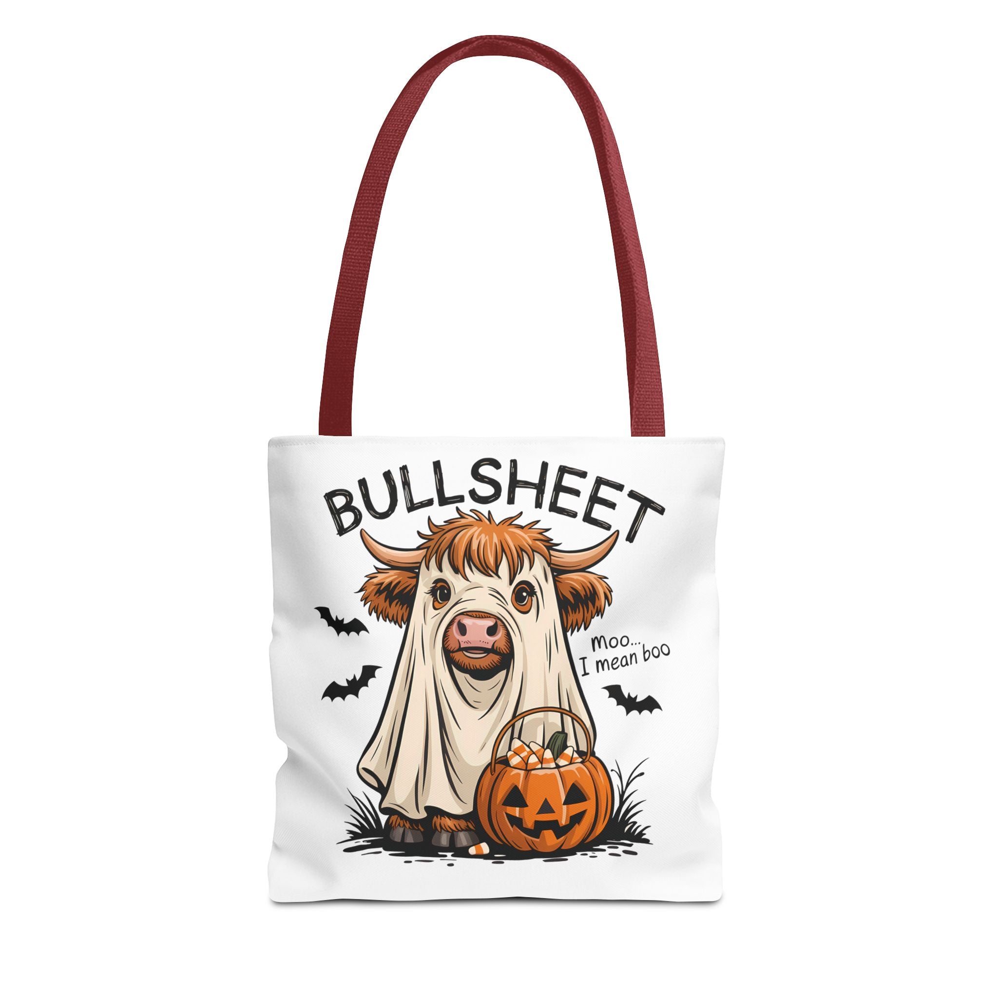 Bullsheet Halloween Canvas Tote Bag – Highland Cow Trick-or-Treat Bag