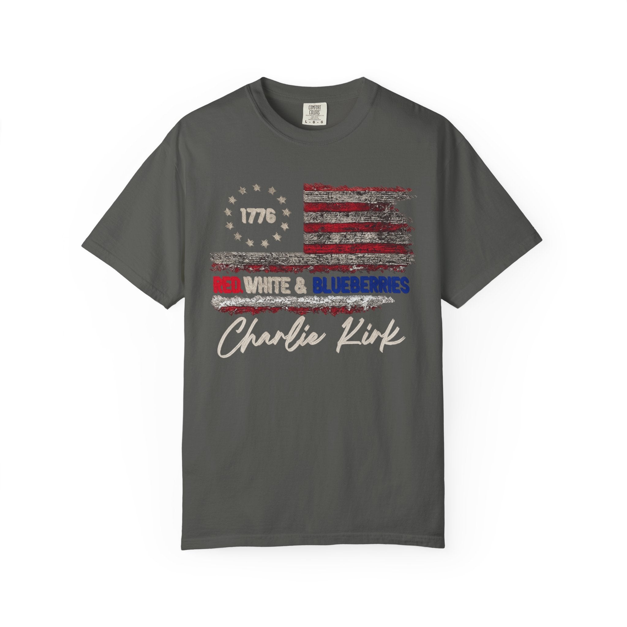 1776 Red White & Blueberries Shirt|Distressed American Flag Patriotic Tee