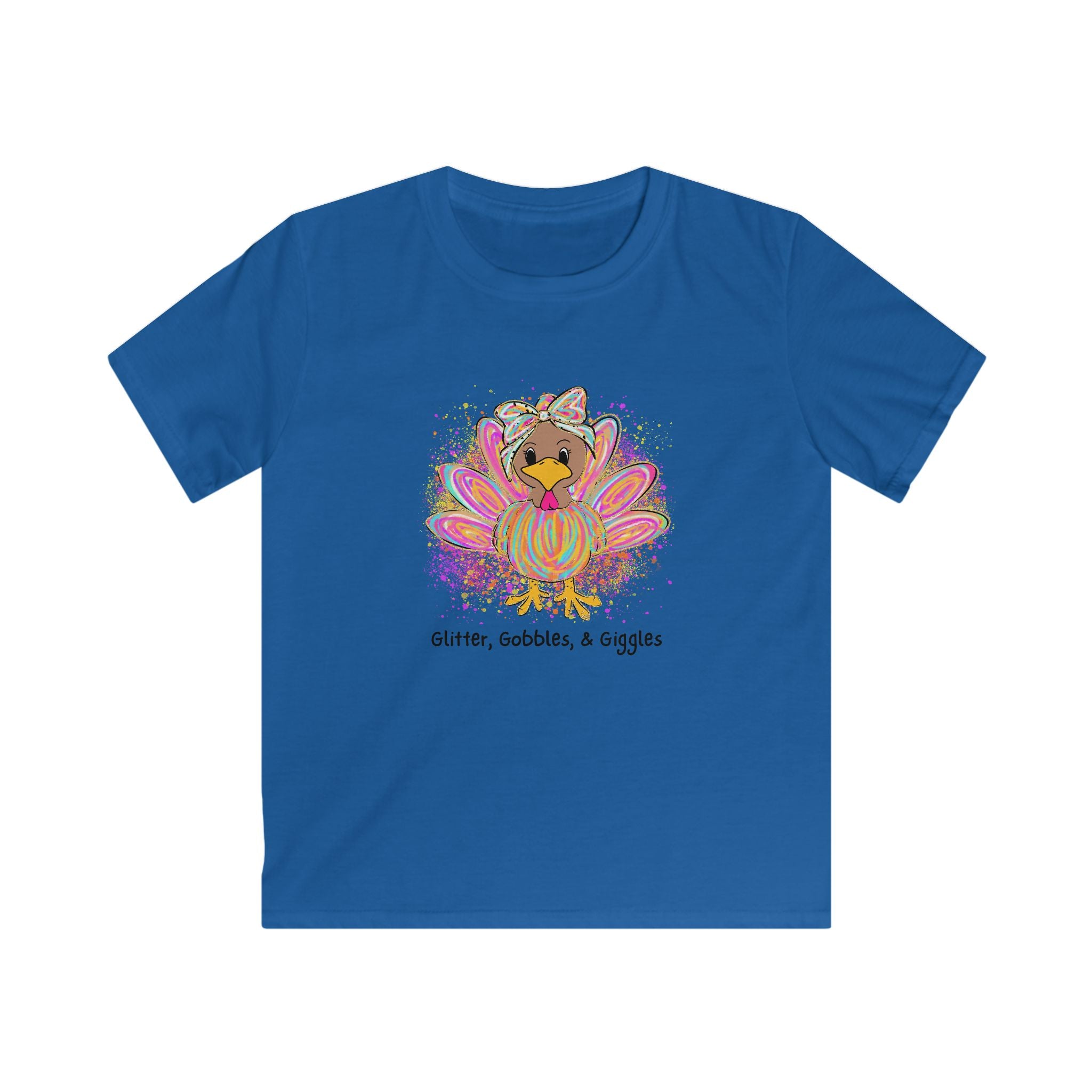 Kids Thanksgiving T-Shirt | Glitter Gobbles & Giggles Tee | Cute Fall Kids Clothing for Family Gatherings