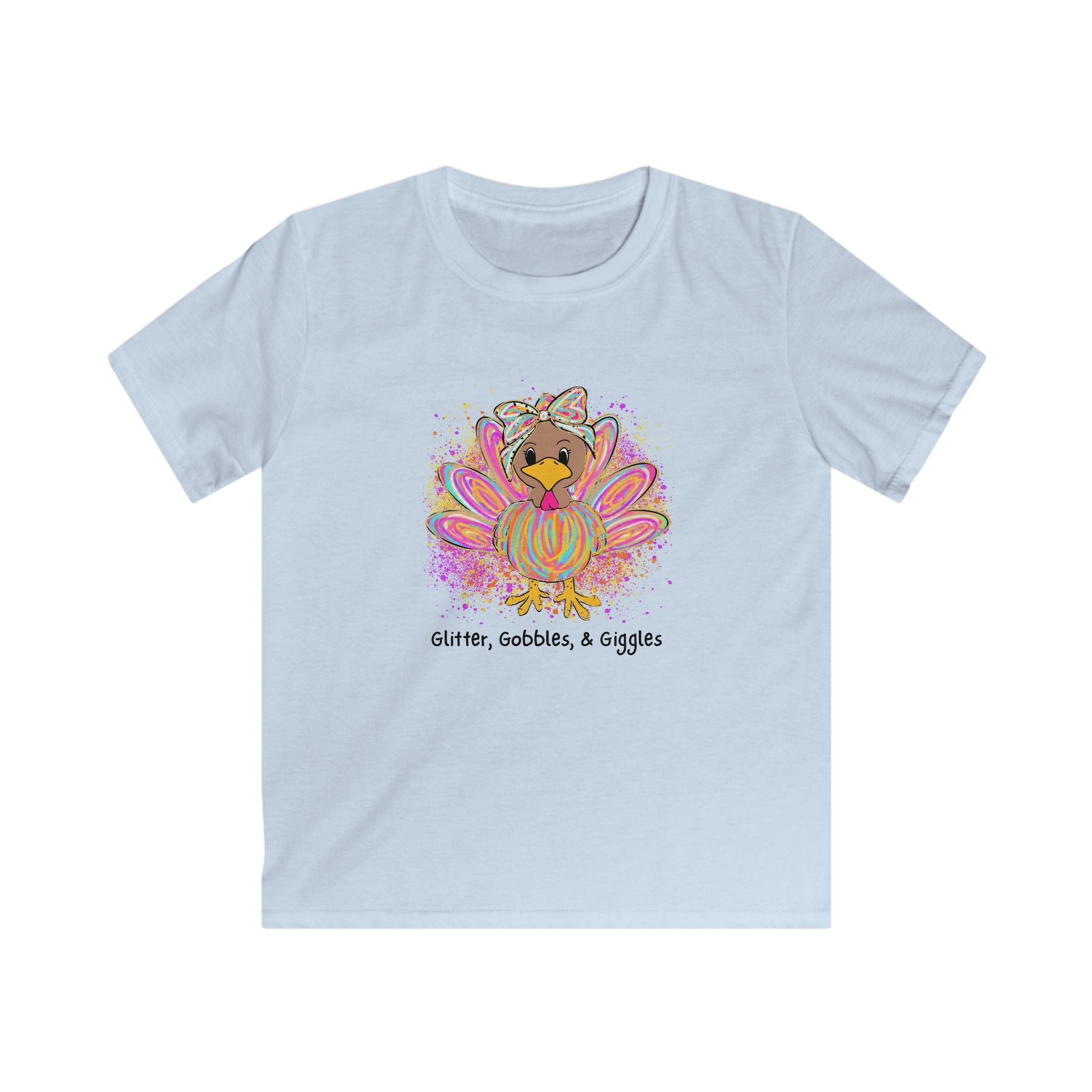 Kids Thanksgiving T-Shirt | Glitter Gobbles & Giggles Tee | Cute Fall Kids Clothing for Family Gatherings