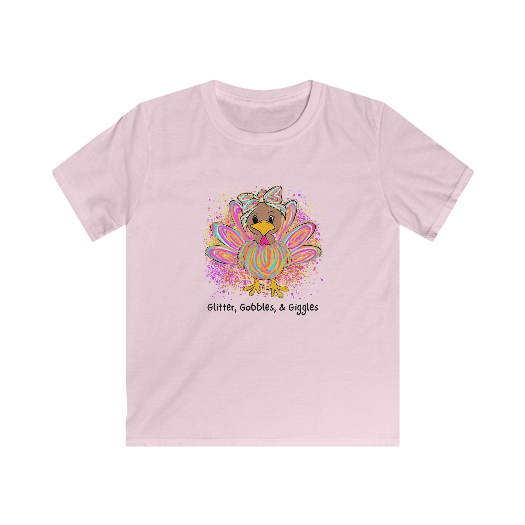 Kids Thanksgiving T-Shirt | Glitter Gobbles & Giggles Tee | Cute Fall Kids Clothing for Family Gatherings