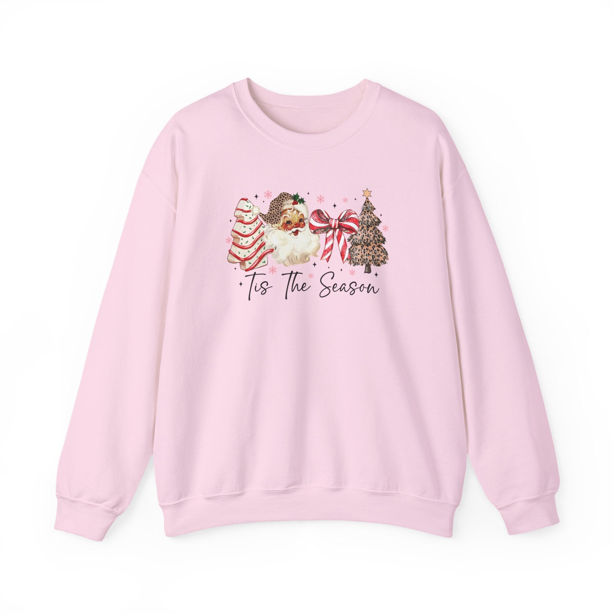 Tis the Season Shirt – Vintage Leopard Santa Christmas Tee, Cute Holiday Shirt for Women, Retro Christmas Aesthetic Top