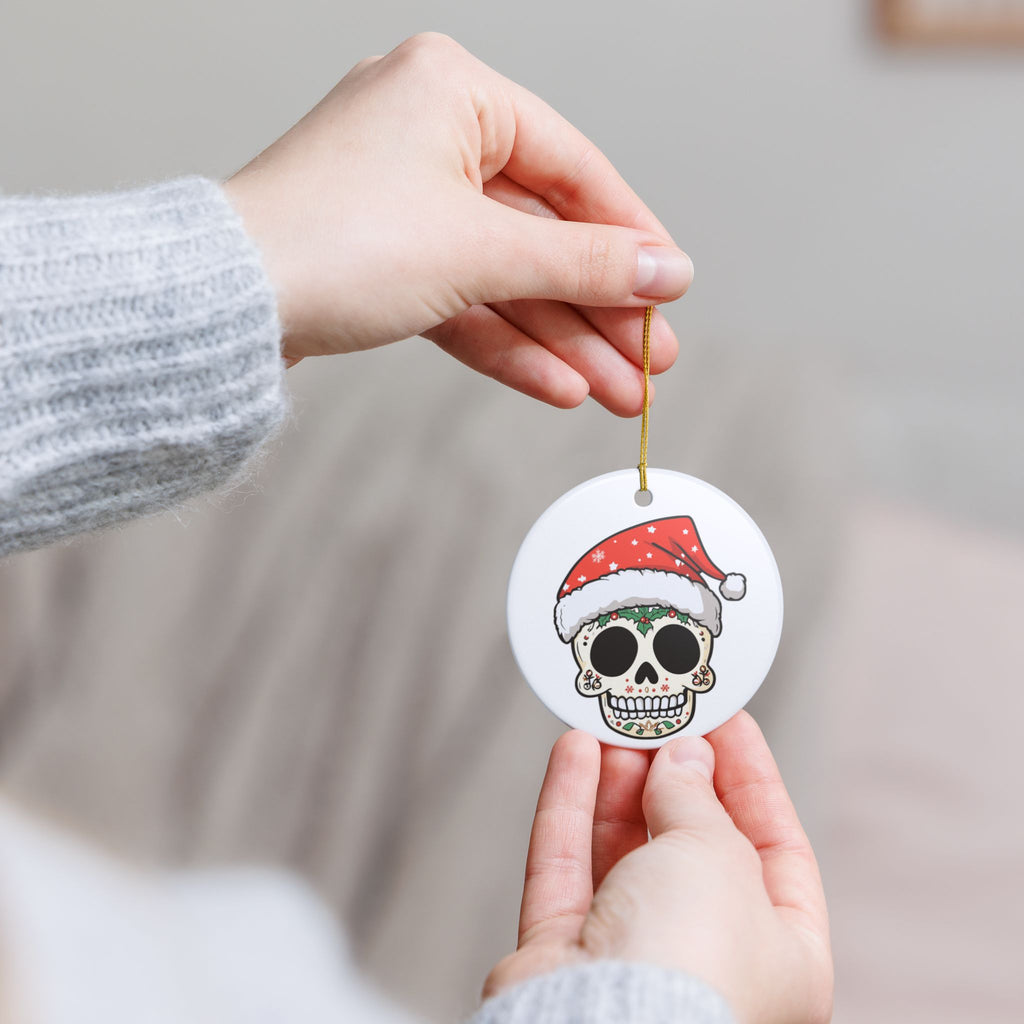 Skull Head Christmas Ornament|White Ceramic
