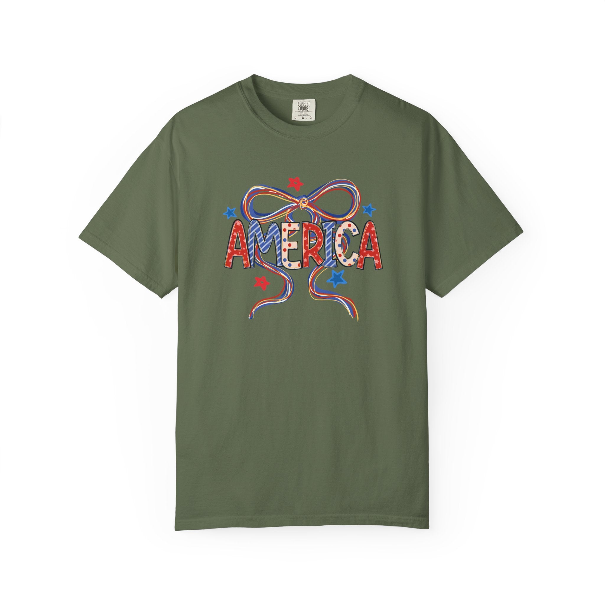 Preppy America Coquette Tee | Patriotic Bow Graphic T-Shirt