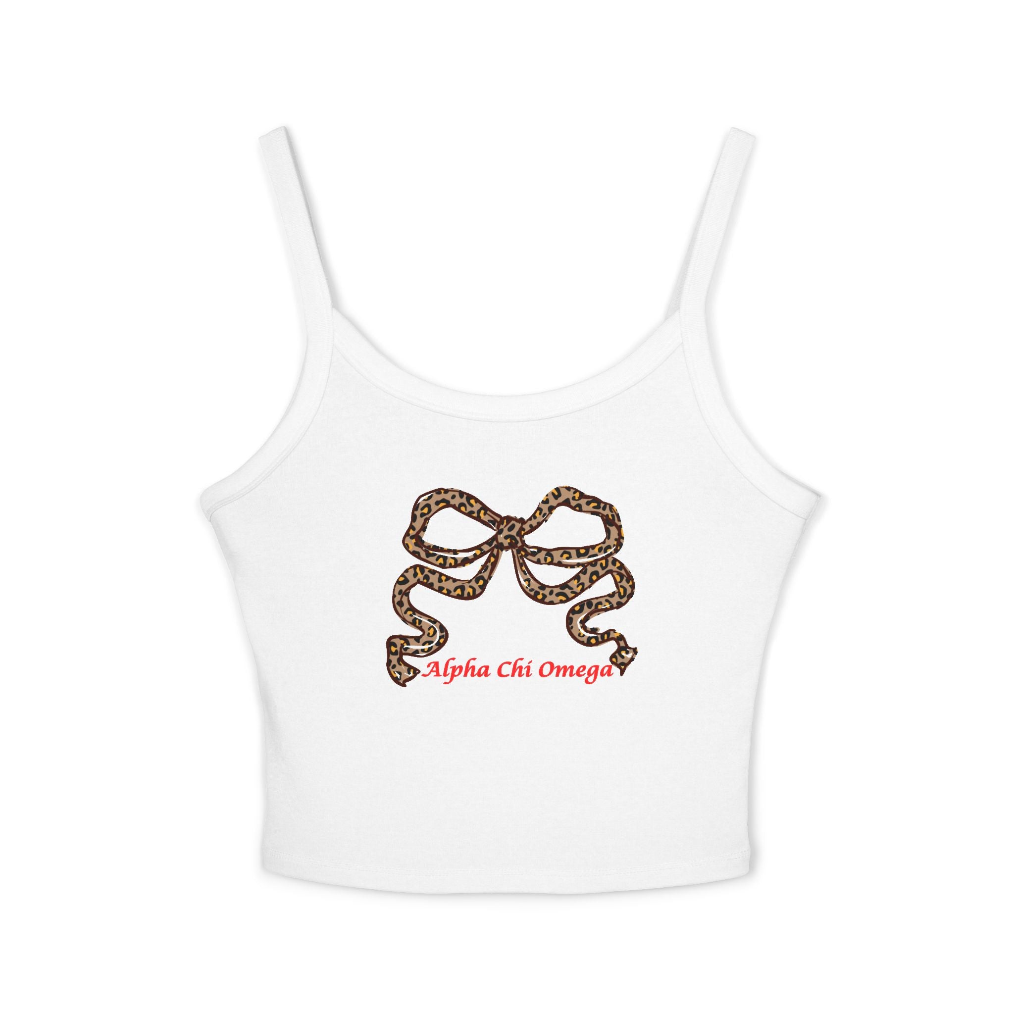 Leopard Bow Crop Top – Sorority Big Little Spaghetti Strap Shirt