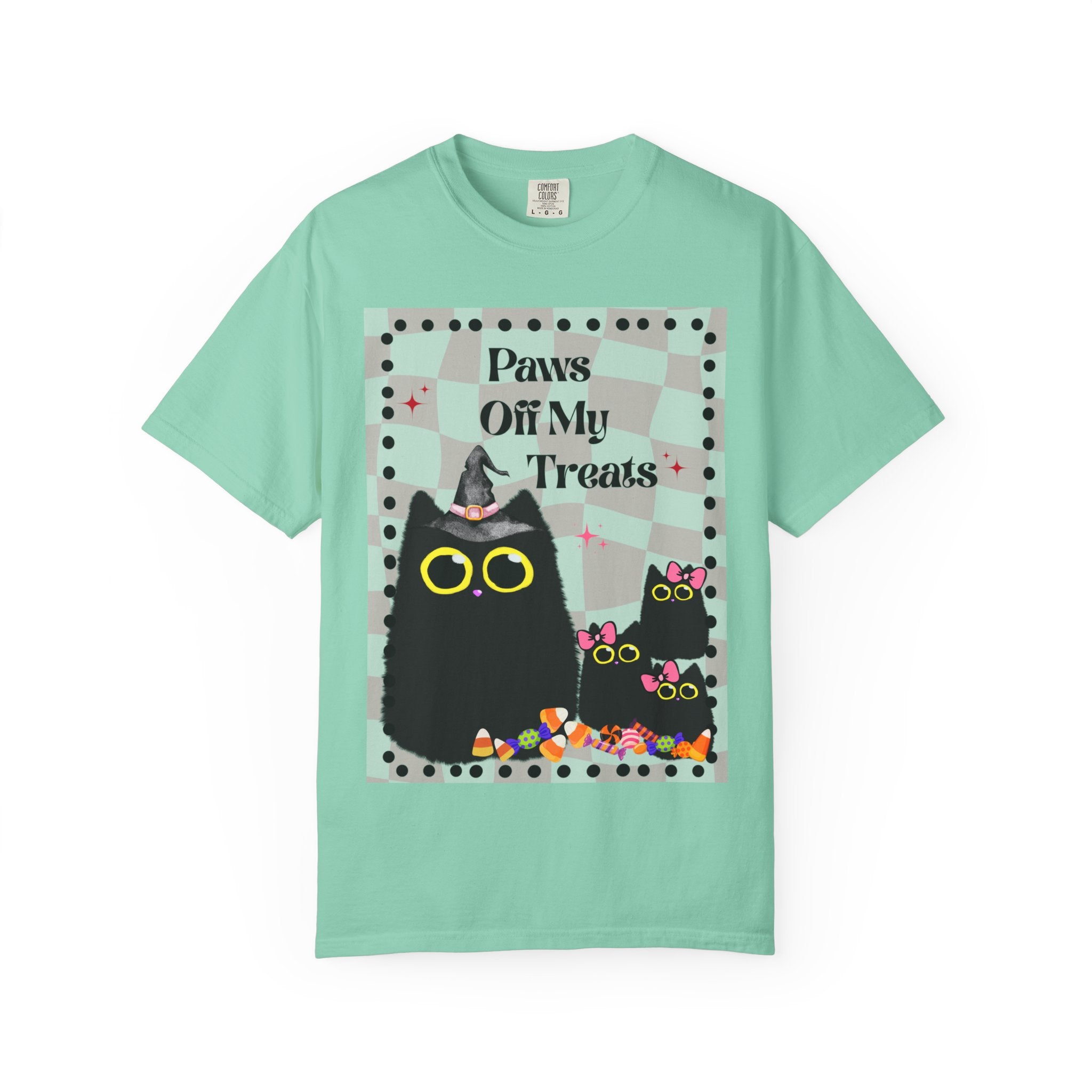 Paws Off My Treats Black Cat Halloween Shirt Comfort Colors Tee