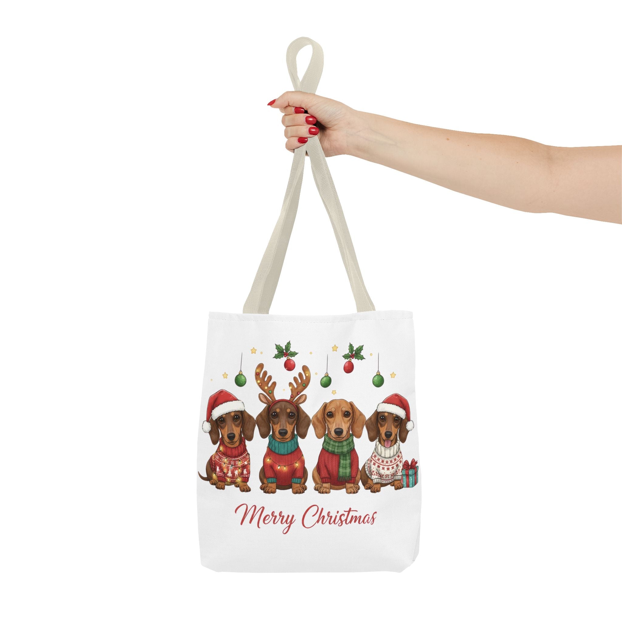 Dachshund Christmas Tote – Canvas Bag with Cute Holiday Dog Design