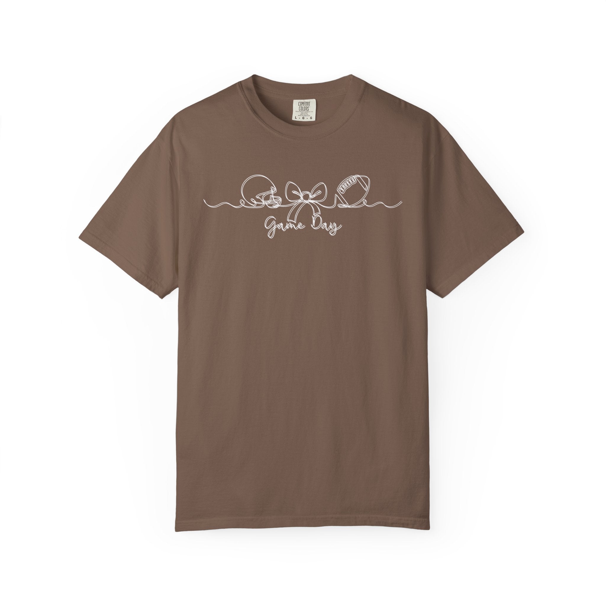 Game Day Football T-Shirt – Cute Bow & Helmet Graphic Tee for Sports Moms & Fans