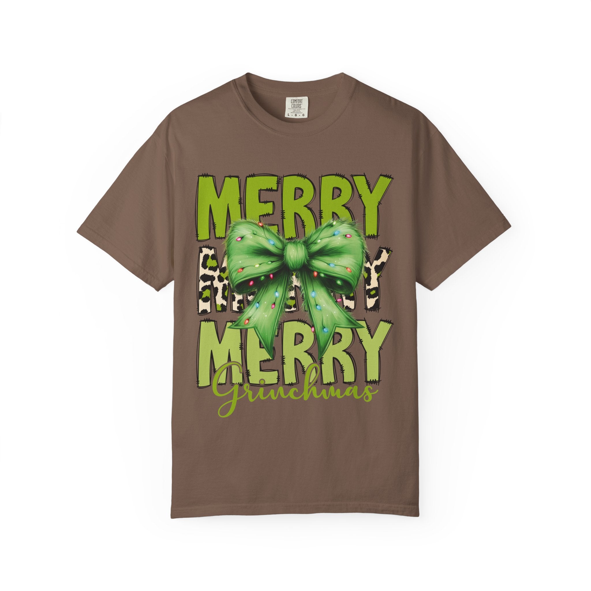 Merry Merry Grinchmas Shirt – Funny Christmas Tee with Leopard Bow