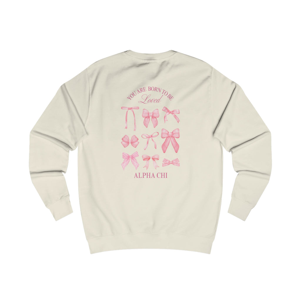 Alpha Chi Apparel | Born to be Loved Bow Crewneck Sweatshirt