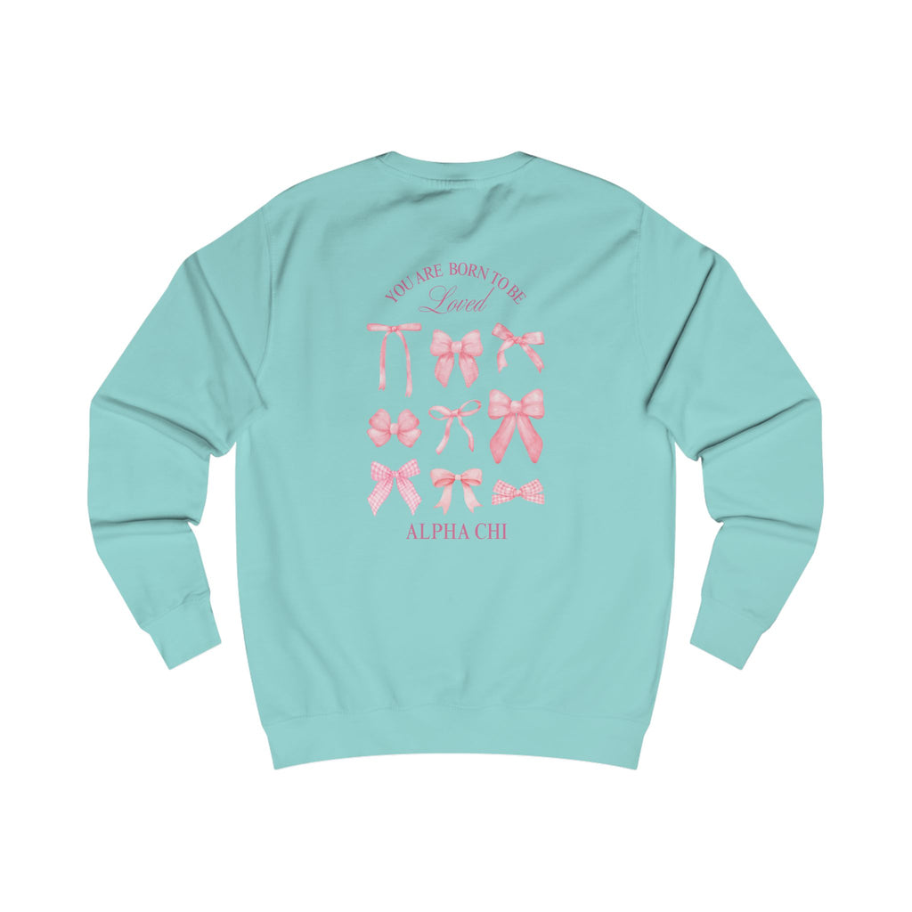 Alpha Chi Apparel | Born to be Loved Bow Crewneck Sweatshirt