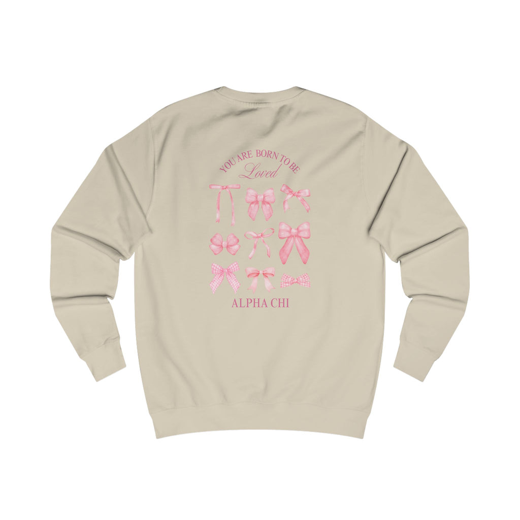 Alpha Chi Apparel | Born to be Loved Bow Crewneck Sweatshirt
