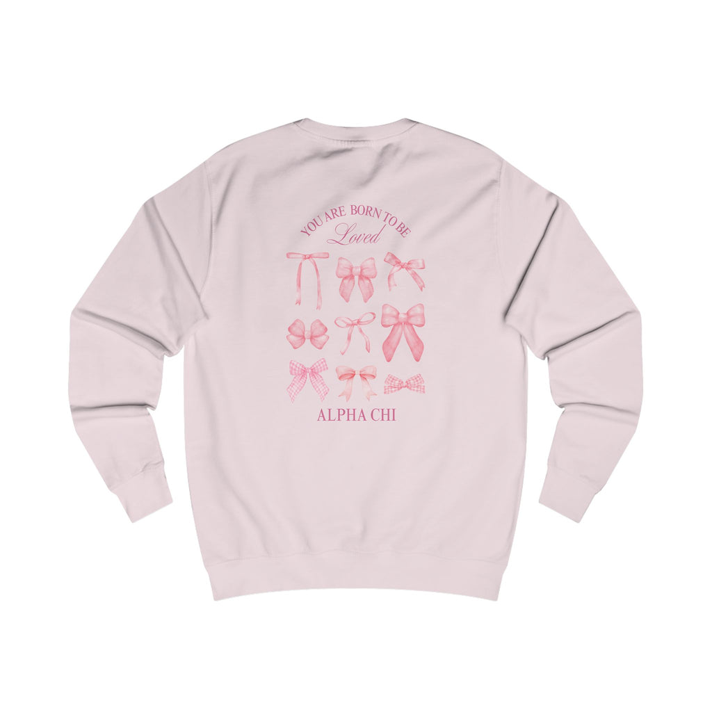 Alpha Chi Apparel | Born to be Loved Bow Crewneck Sweatshirt