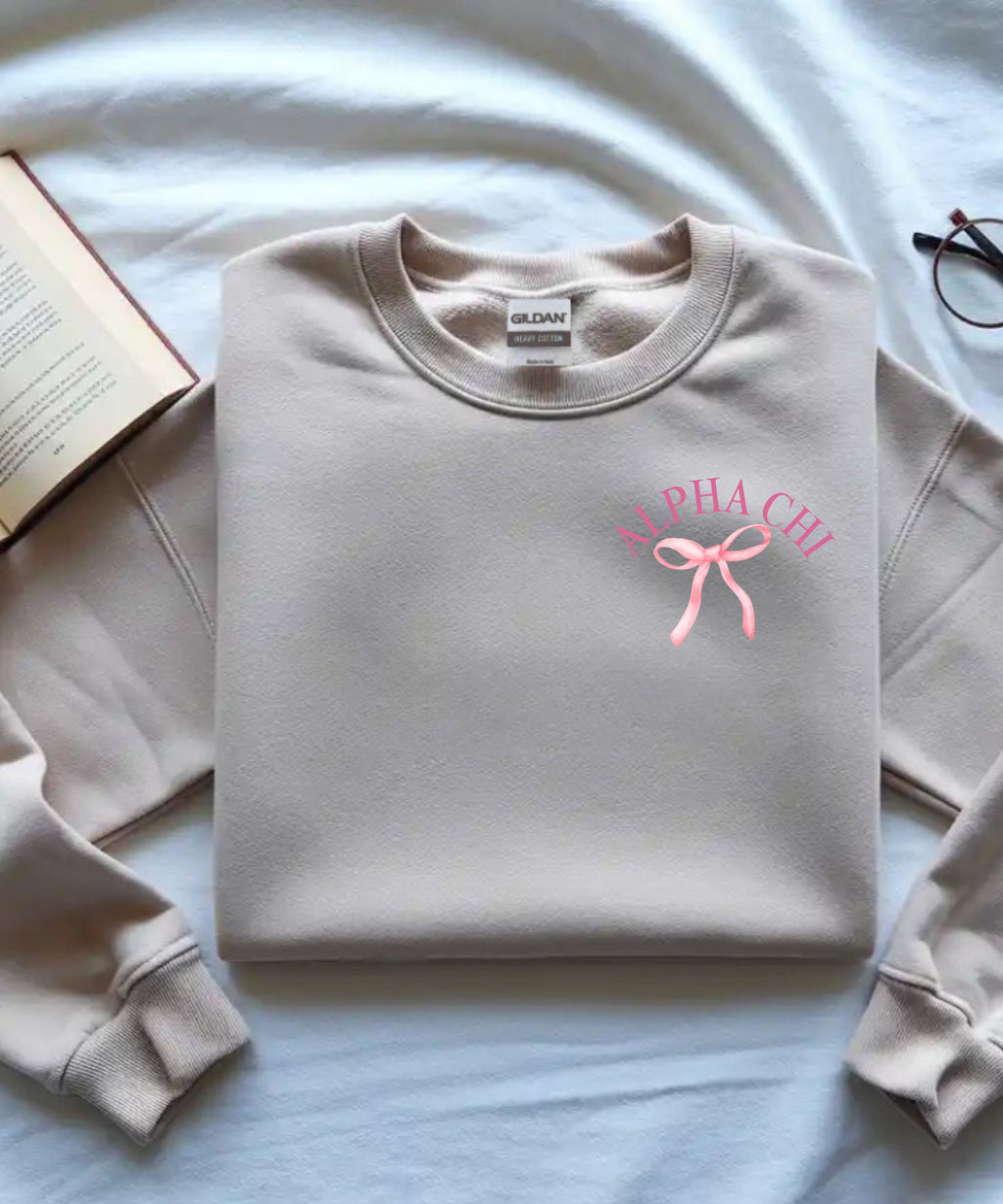 Alpha Chi Apparel | Born to be Loved Bow Crewneck Sweatshirt