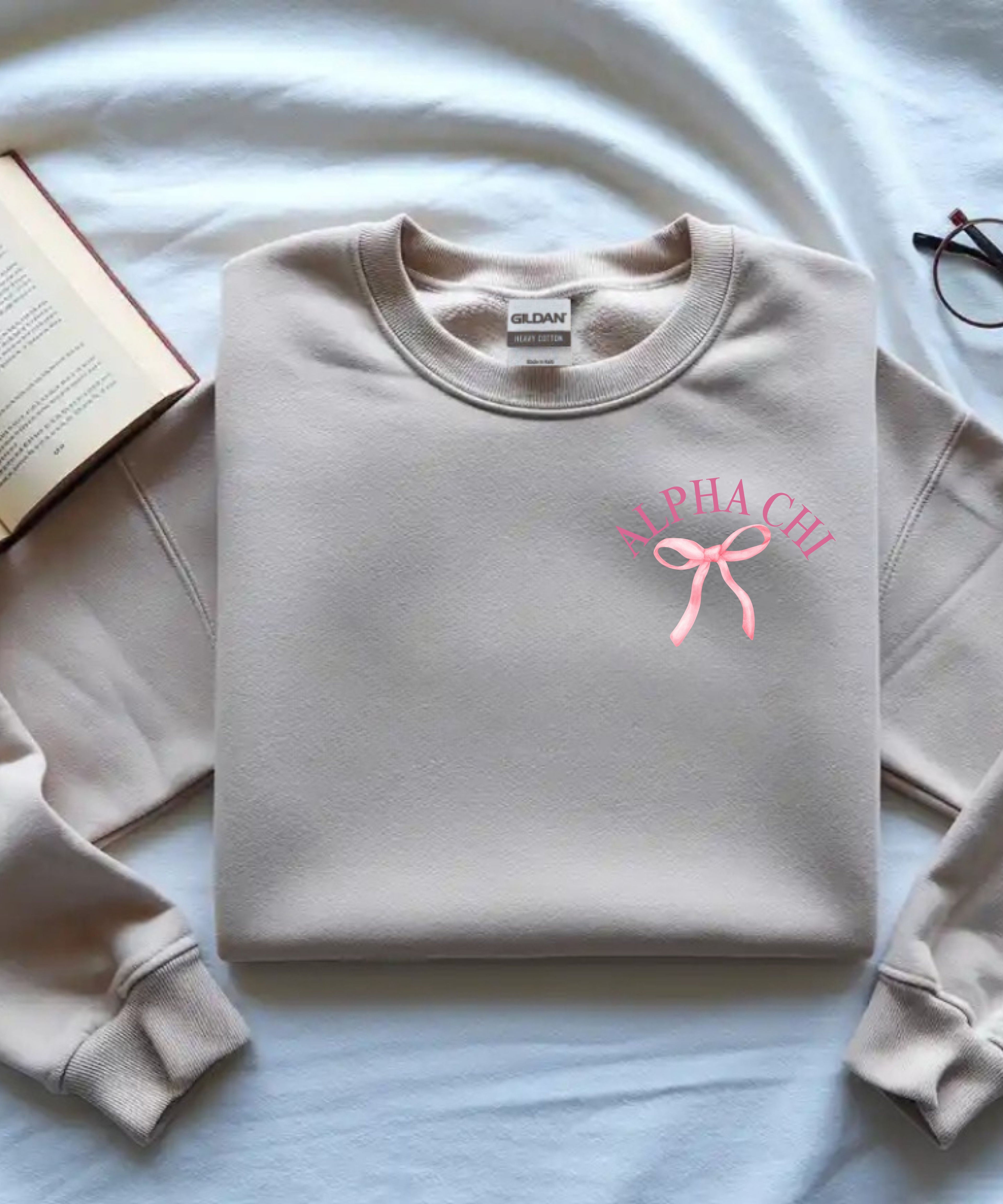 Alpha Chi Apparel | Born to be Loved Bow Crewneck Sweatshirt