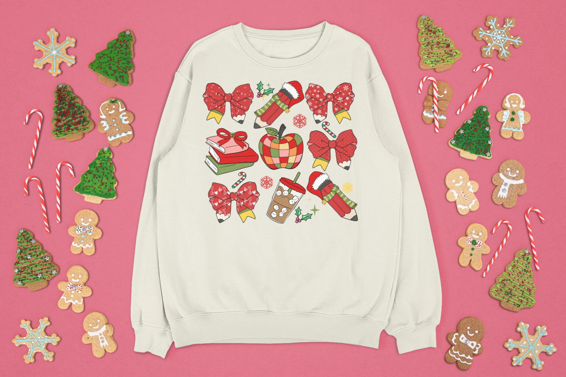 Christmas Teacher Sweatshirt | Red Bows & Holiday Classroom Pullover