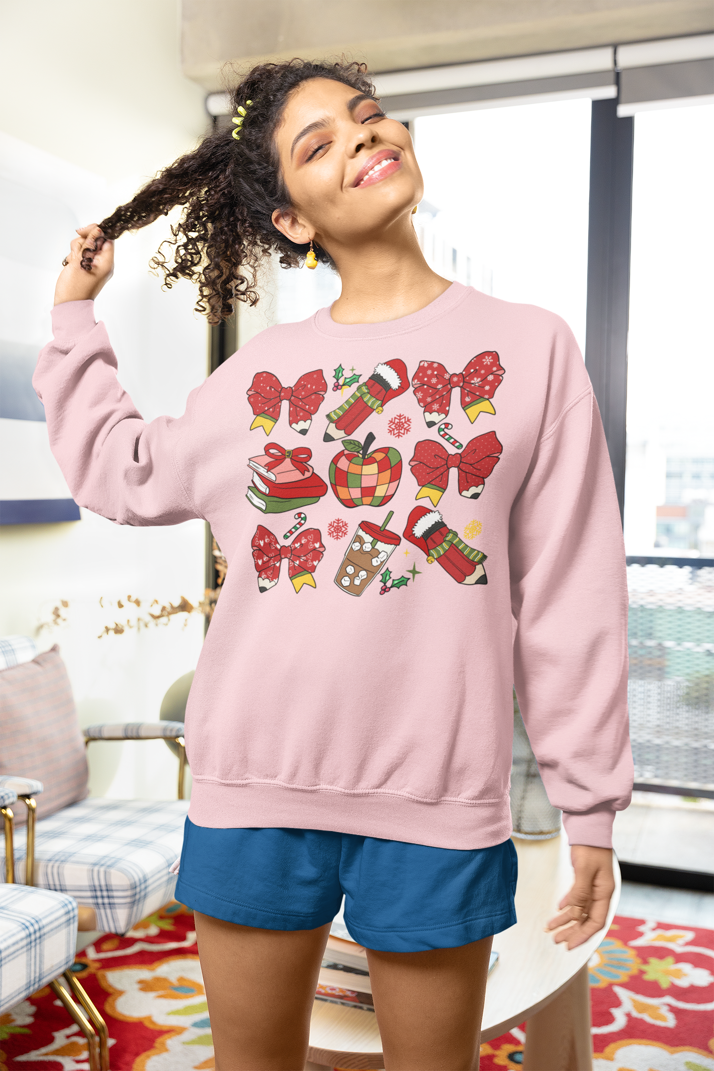 Christmas Teacher Sweatshirt | Red Bows & Holiday Classroom Pullover