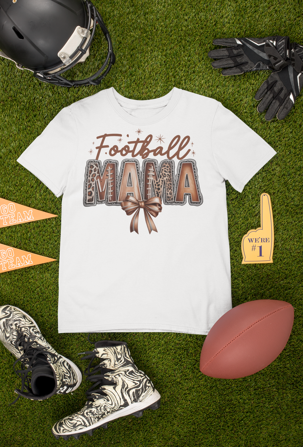 Football Mama Shirt – Leopard Print Game Day Tee for Moms