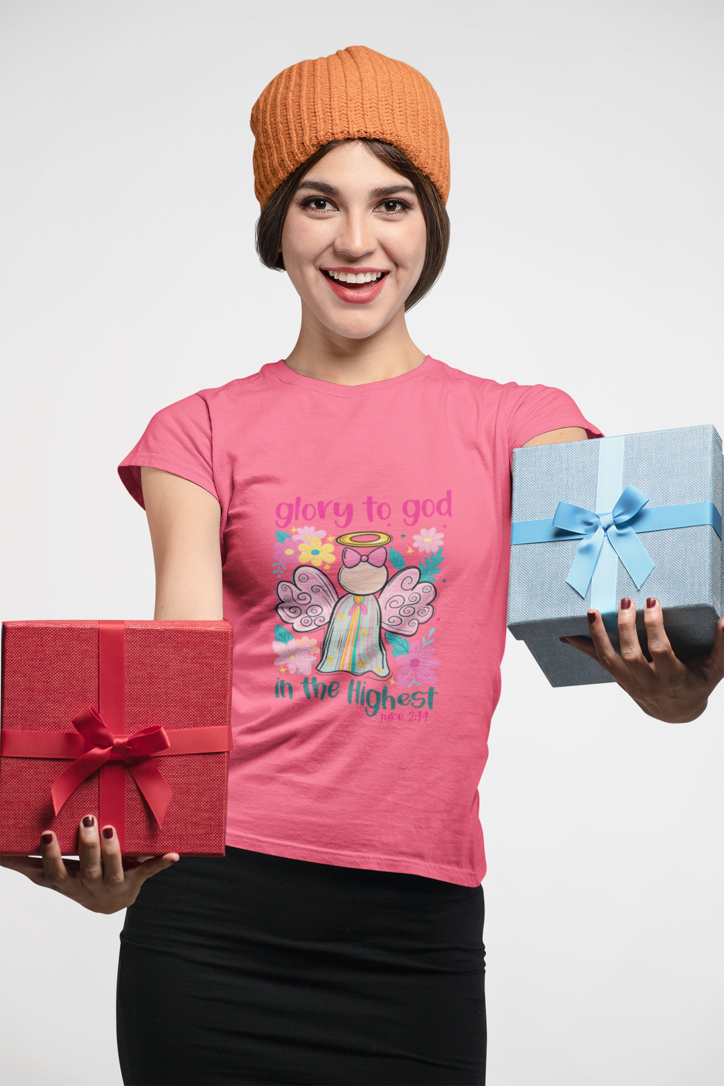 Glory to God in the Highest Christmas T-Shirt – Christian Angel Tee