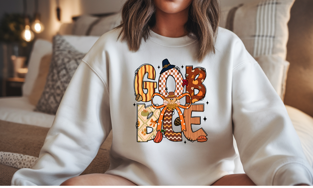 Thanksgiving Gobble Sweatshirt, Cozy Unisex Fall Sweater, Holiday Gift, Seasonal Apparel, Autumn Fashion, Family Gathering Wear