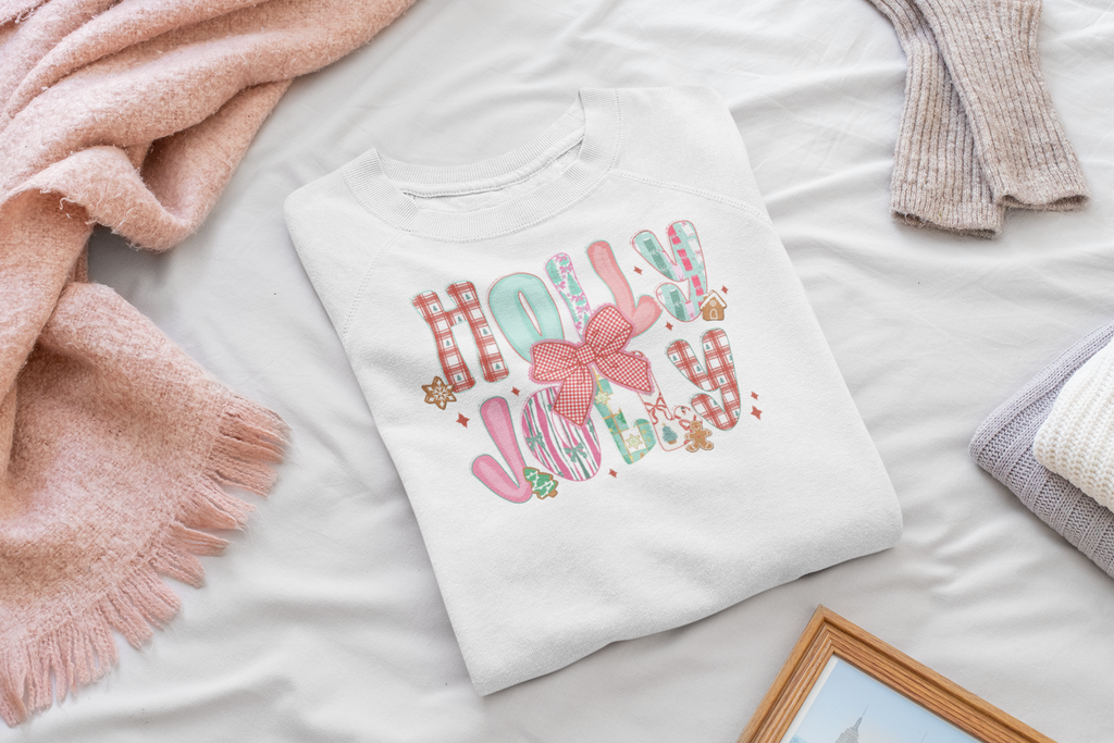 Holly Jolly Christmas Sweatshirt| Cute Retro Holiday Pullover for Women