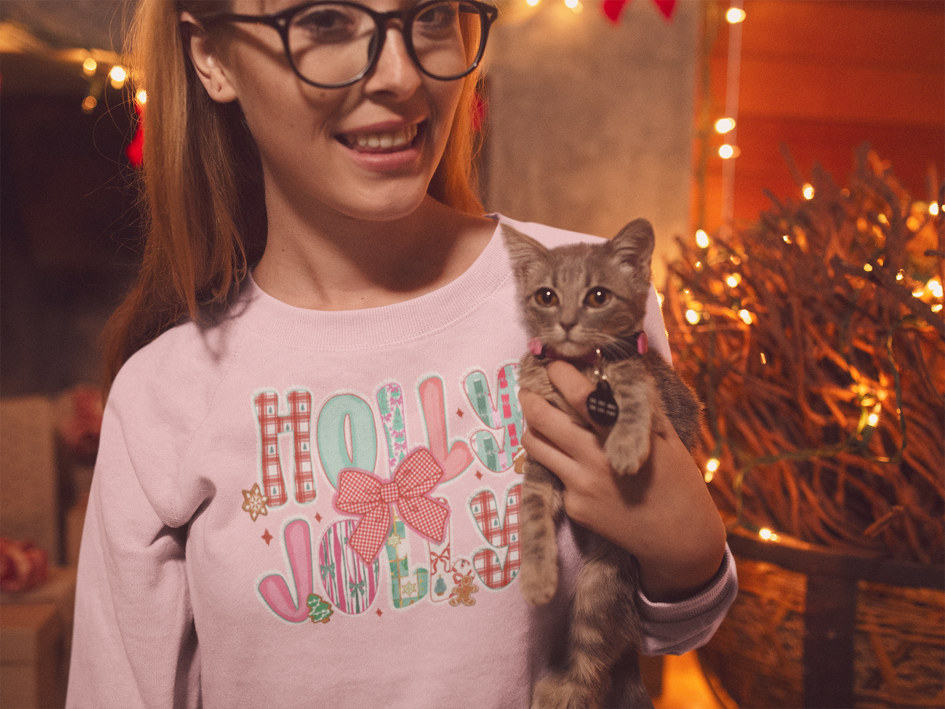 Holly Jolly Christmas Sweatshirt| Cute Retro Holiday Pullover for Women