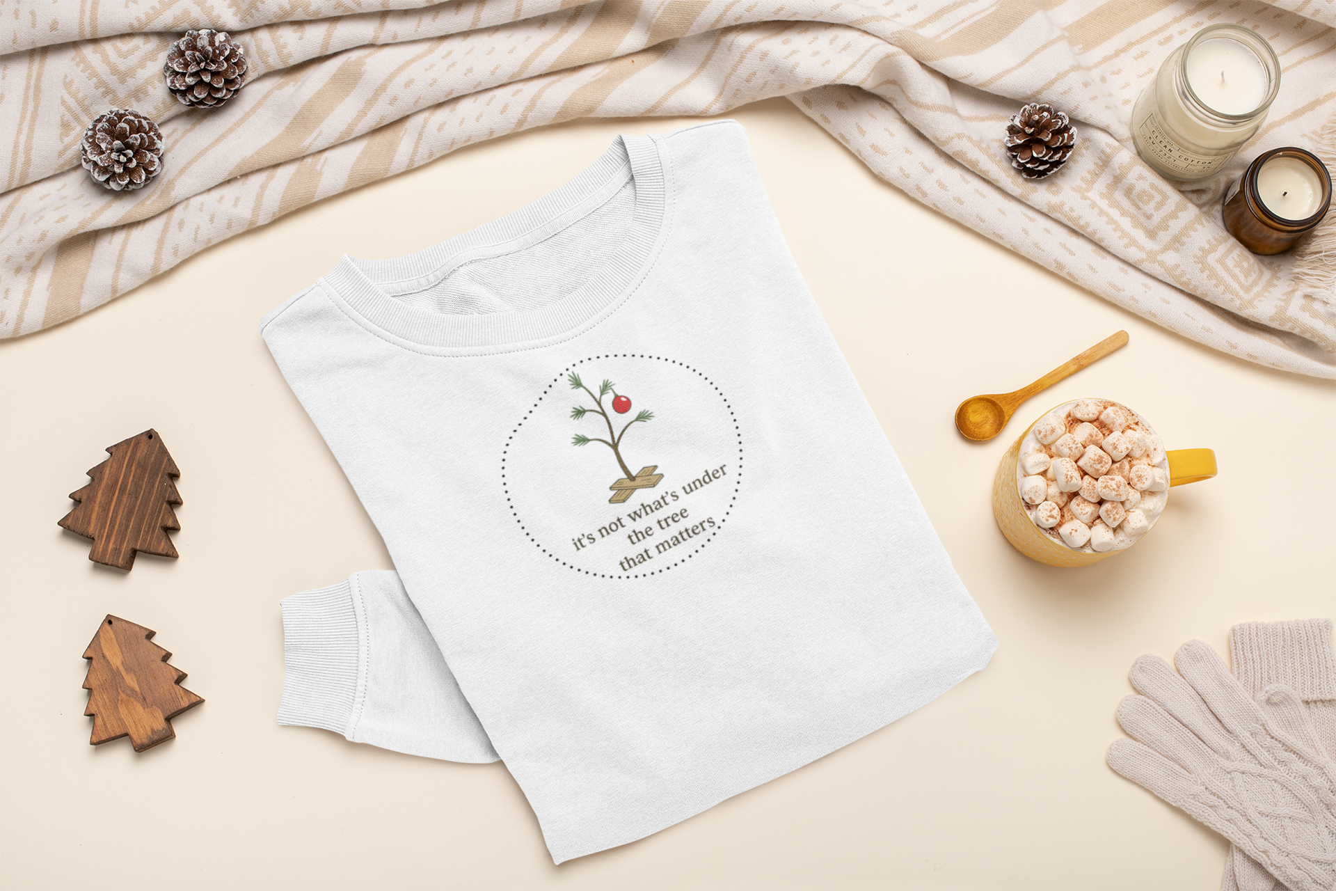 Christmas Tree Quote Sweatshirt – Minimal Holiday Crewneck