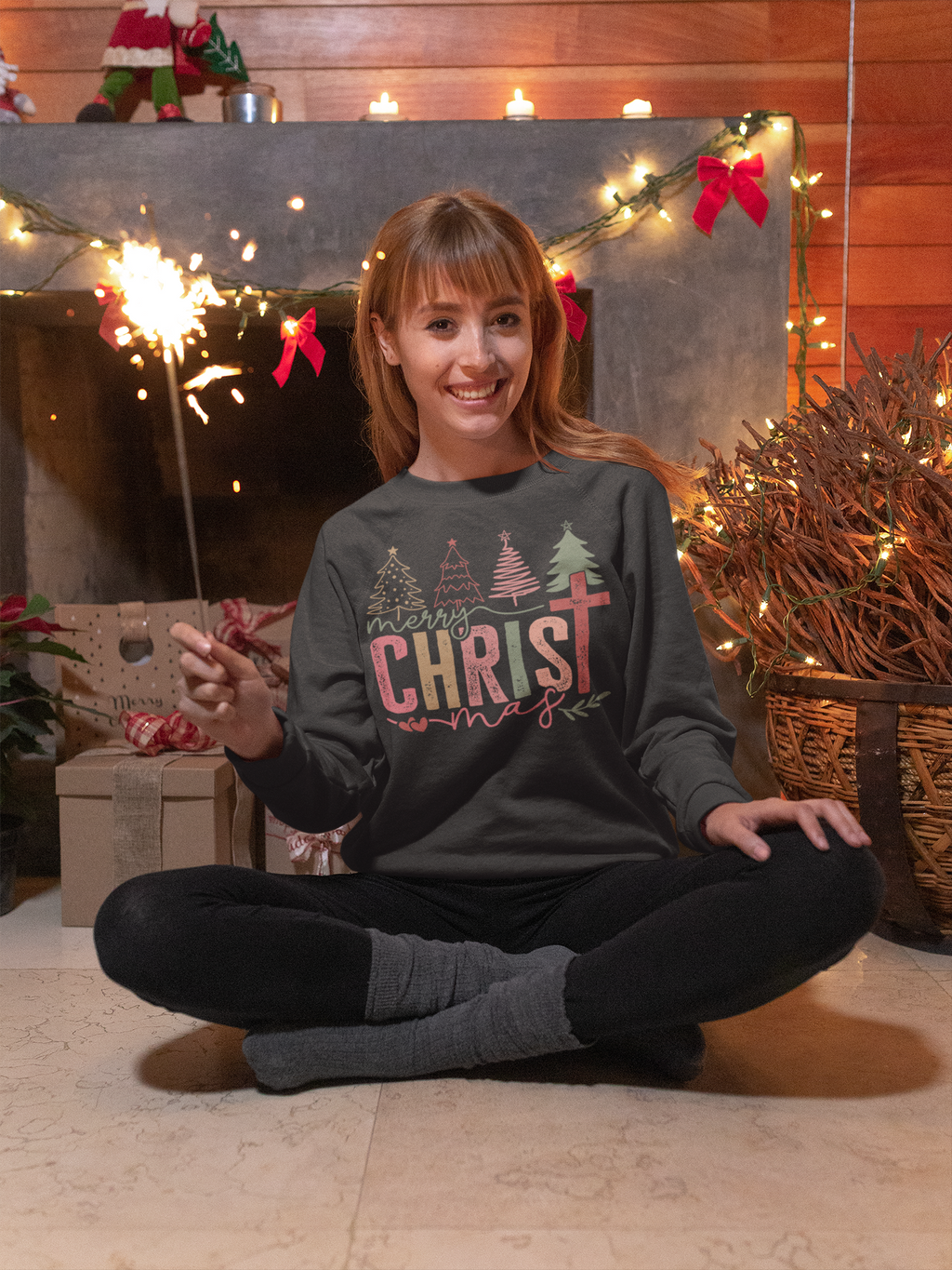 Merry CHRISTmas Sweatshirt – Christian Christmas Sweater for Women, Faith-Based Holiday Pullover