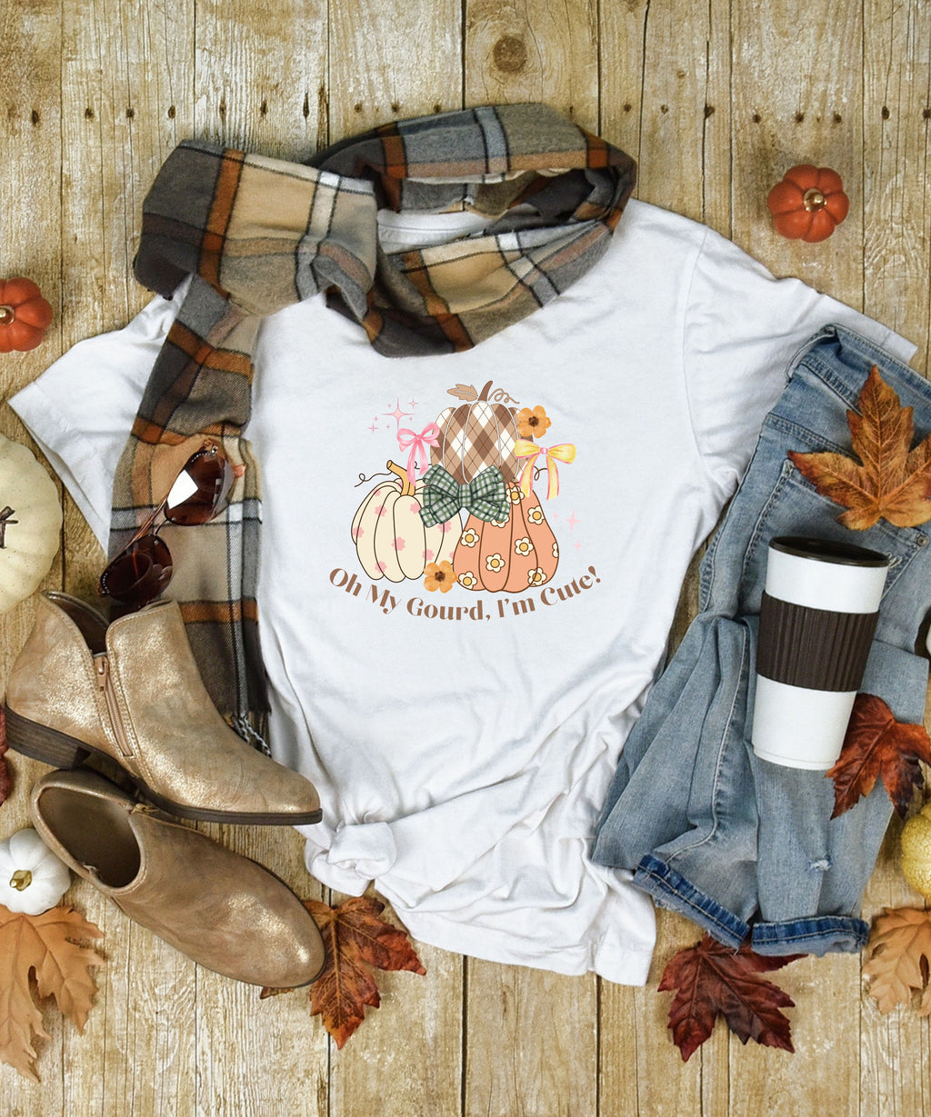 Oh My Gourd I’m Cute Fall Graphic Tee – Pumpkin Comfort Colors Shirt – Autumn Aesthetic Outfit – Thanksgiving Shirt for Women