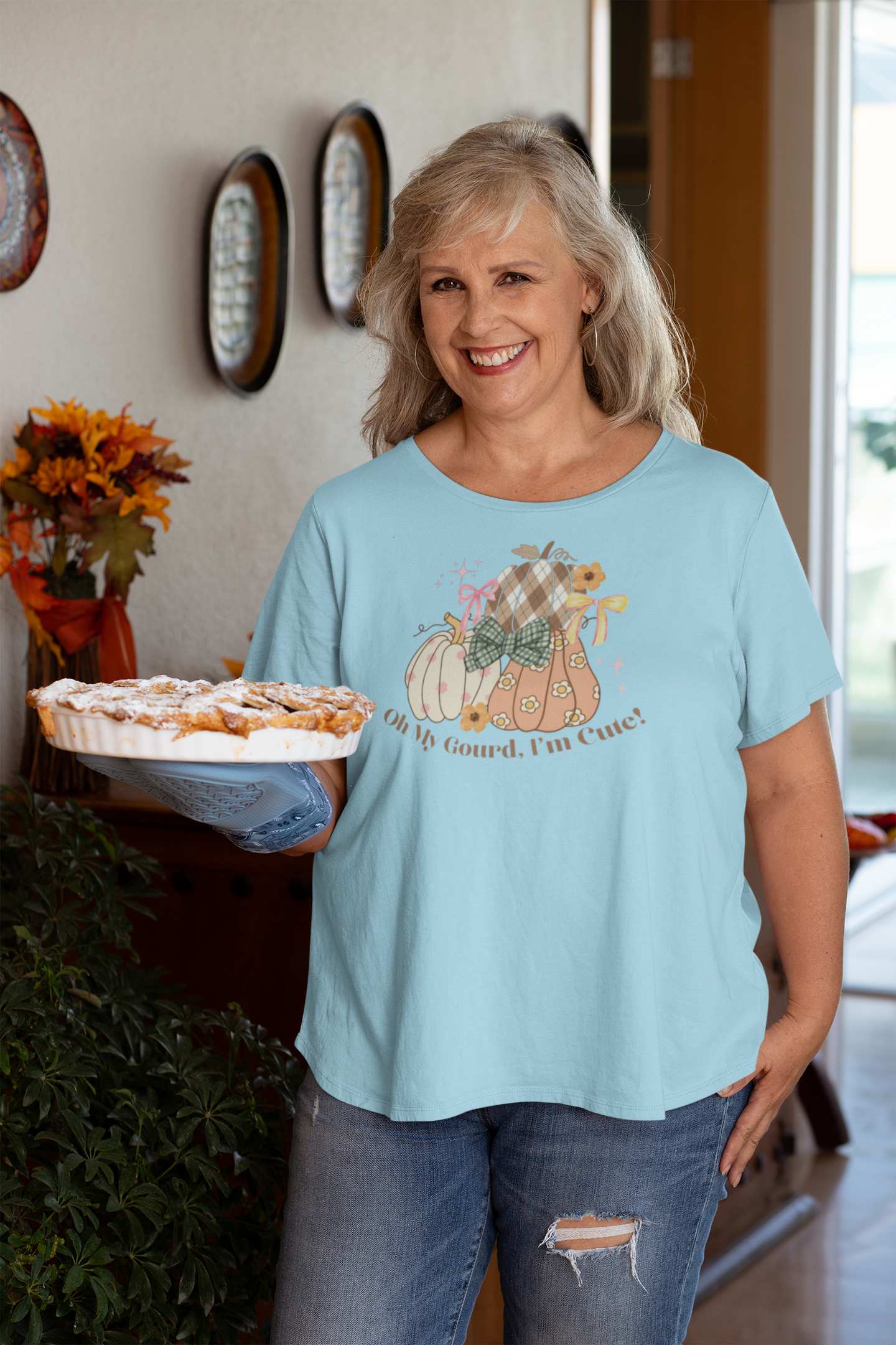 Oh My Gourd I’m Cute Fall Graphic Tee – Pumpkin Comfort Colors Shirt – Autumn Aesthetic Outfit – Thanksgiving Shirt for Women