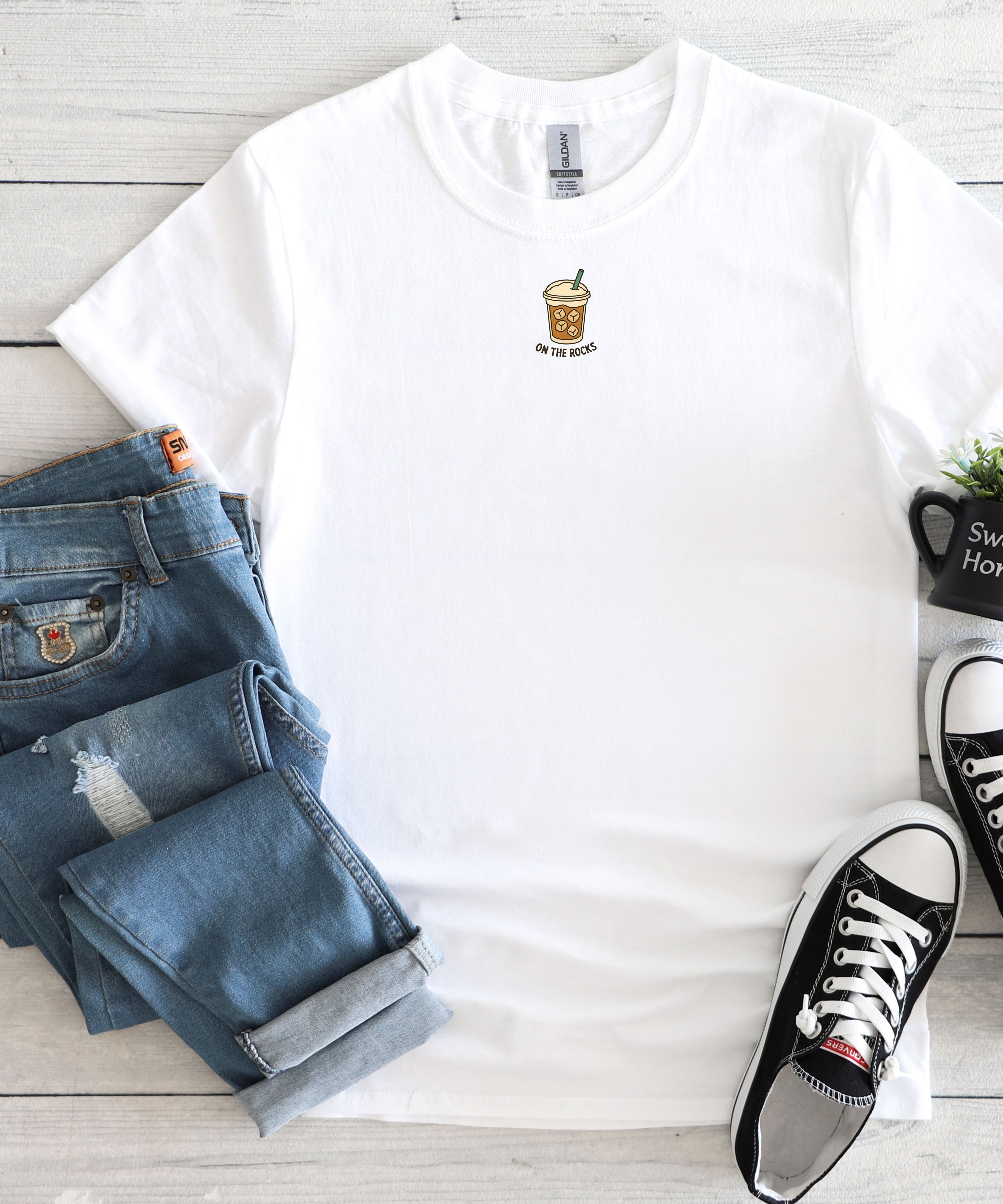 On The Rocks Iced Coffee Shirt – Comfort Colors Tee for Caffeine Lovers