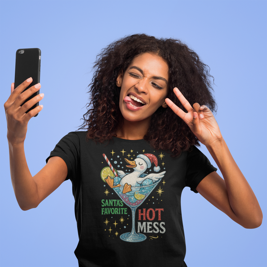 Santa’s Favorite Hot Mess Christmas T-Shirt | Funny Holiday Graphic Tee