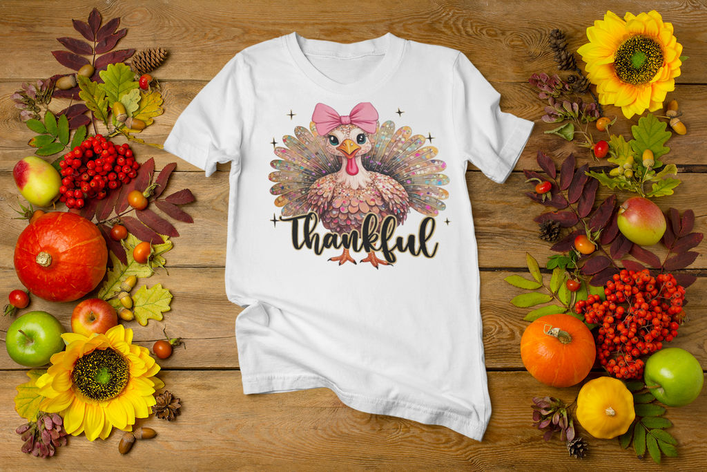 Turkey Glitter T-Shirt – Cute Thanksgiving Shirt | Unisex Fall Tee