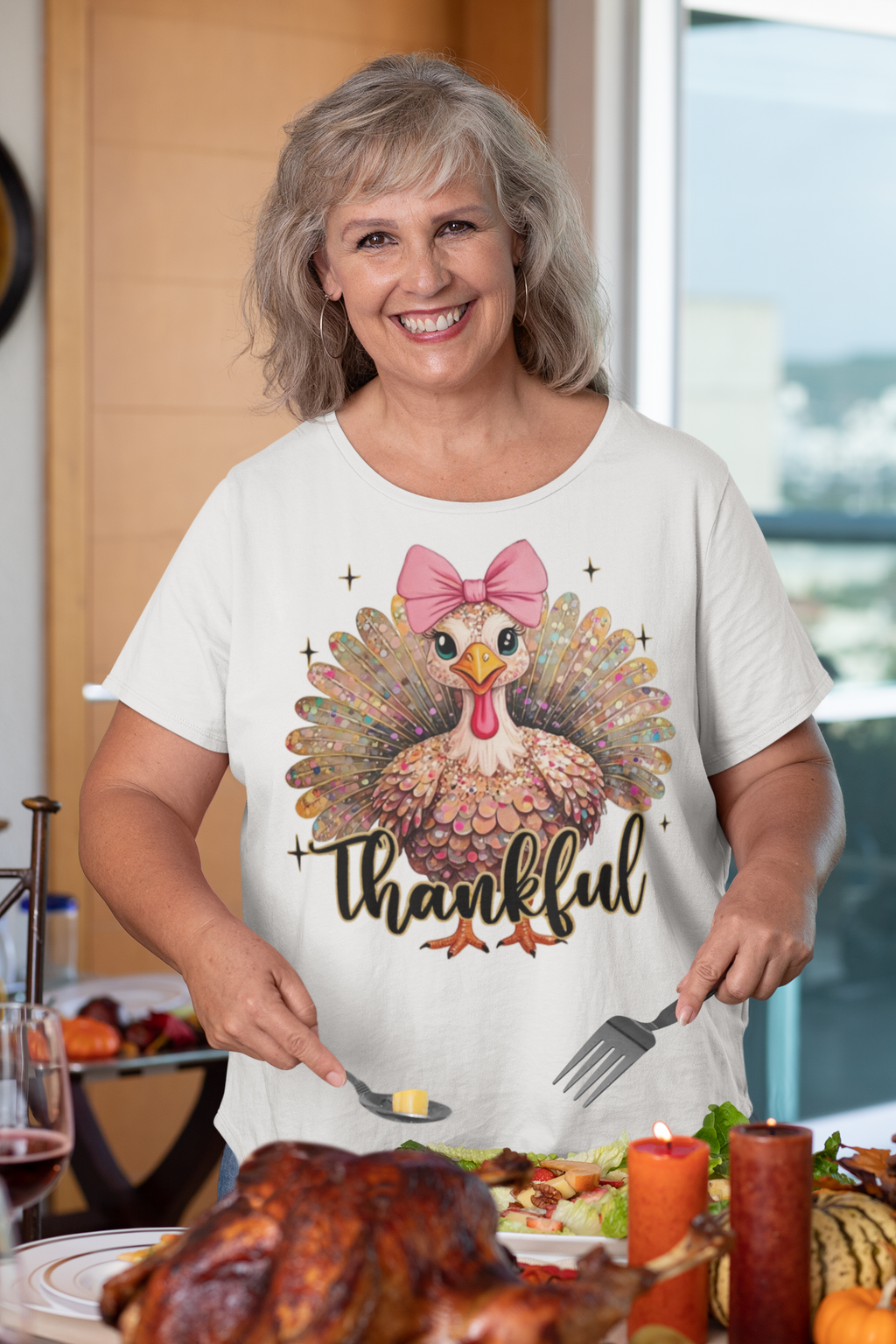 Turkey Glitter T-Shirt – Cute Thanksgiving Shirt | Unisex Fall Tee