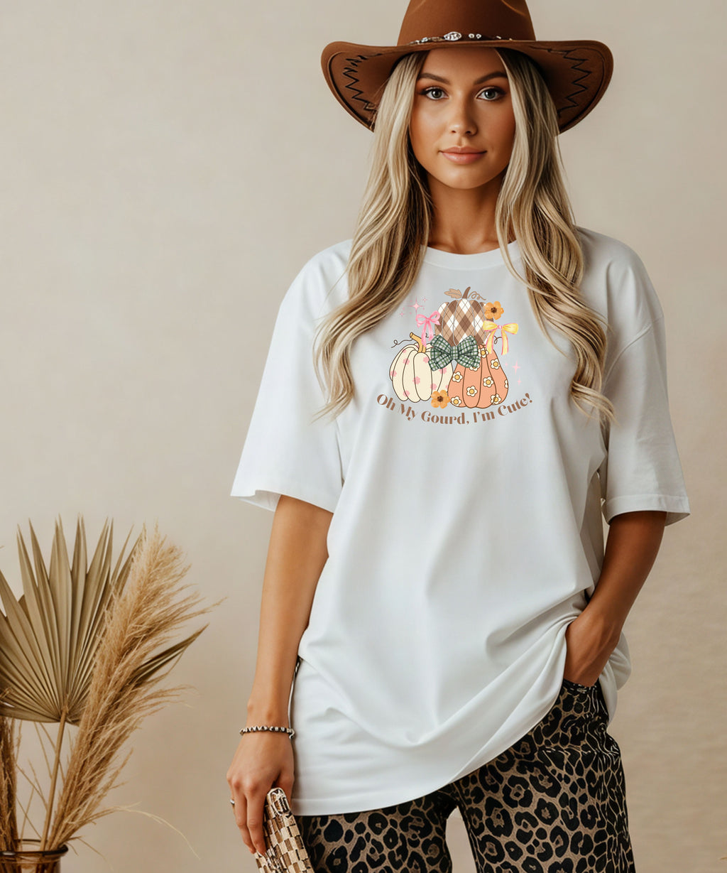 Oh My Gourd I’m Cute Fall Graphic Tee – Pumpkin Comfort Colors Shirt – Autumn Aesthetic Outfit – Thanksgiving Shirt for Women