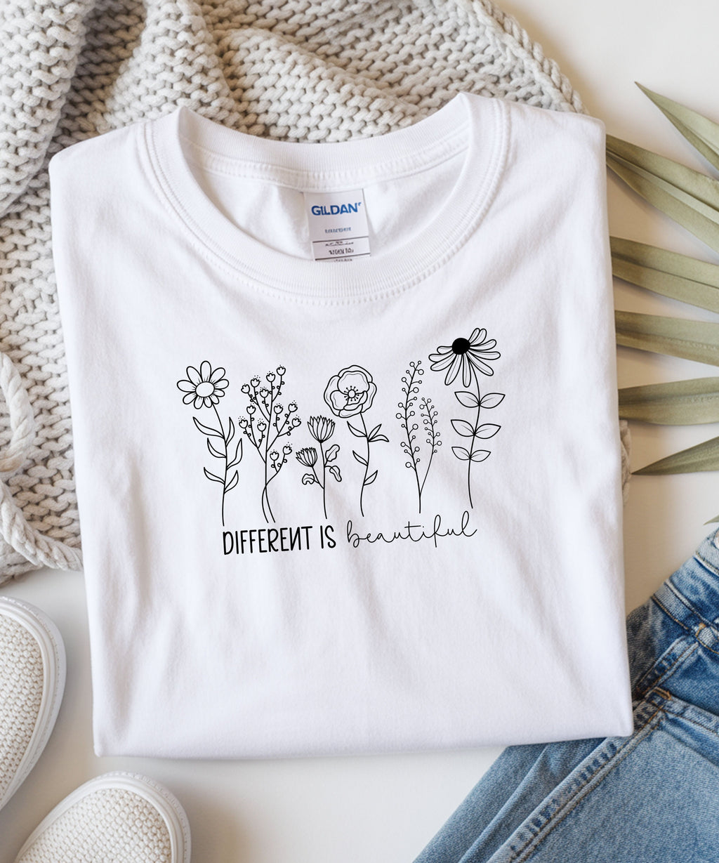 Different Is Beautiful Wildflower Shirt – Embrace Uniqueness Tee