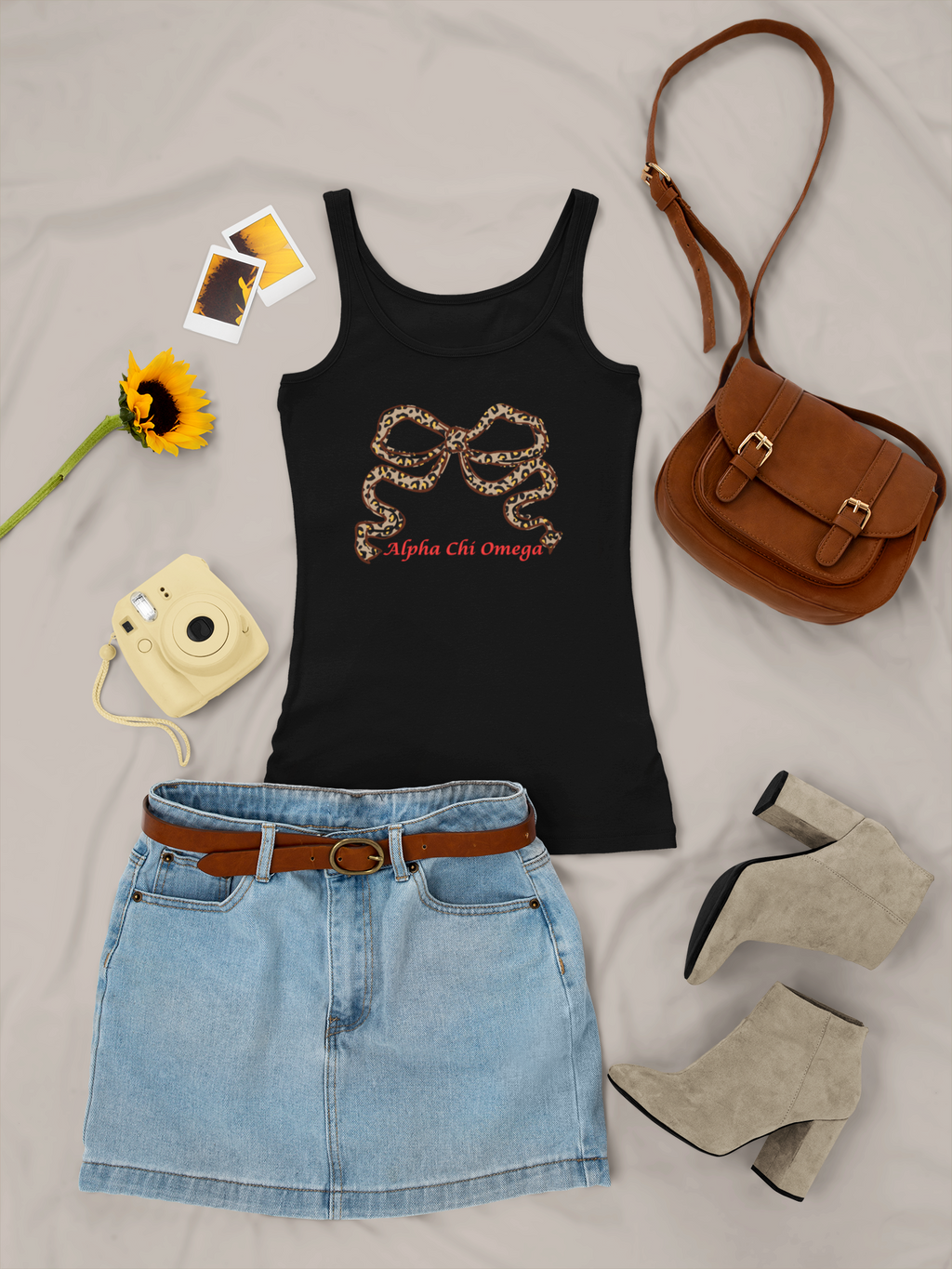 Leopard Bow Crop Top – Sorority Big Little Spaghetti Strap Shirt