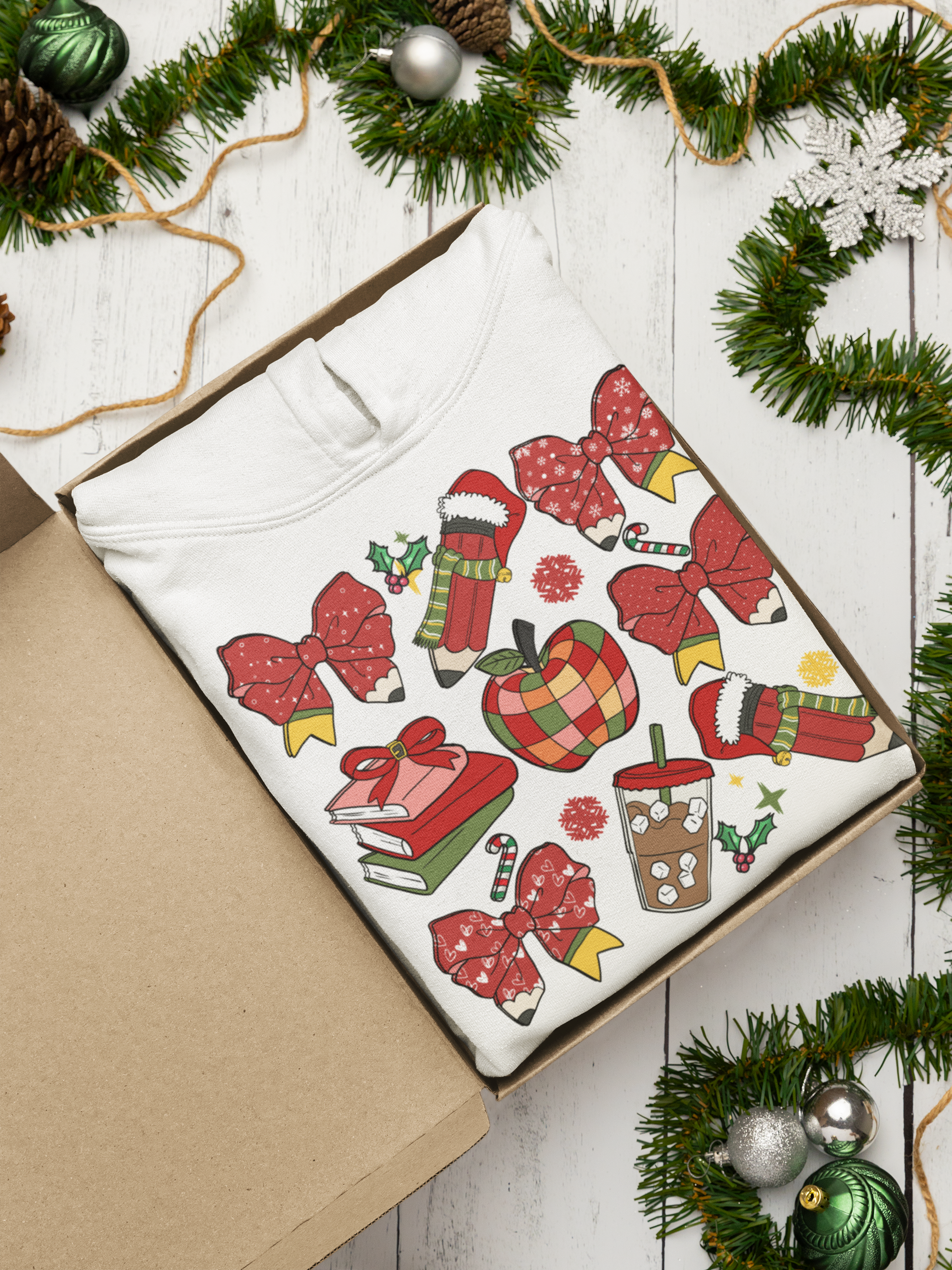 Christmas Teacher T-shirt | Red Bows & Holiday Classroom Pullover