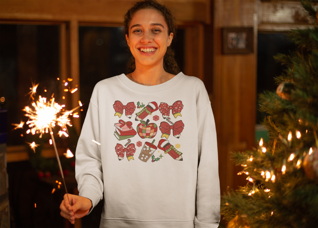 Christmas Teacher T-shirt | Red Bows & Holiday Classroom Pullover