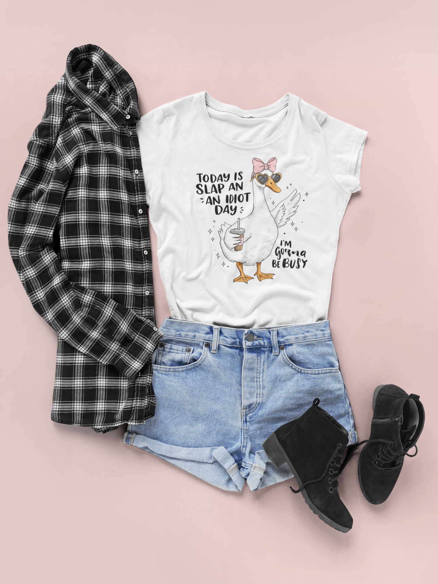 Cool Duck Shirt – Funny Iced Coffee Duck Tee with Bow and Shades, Cute Animal T-Shirt for Coffee Lovers, Quirky Summer Shirt