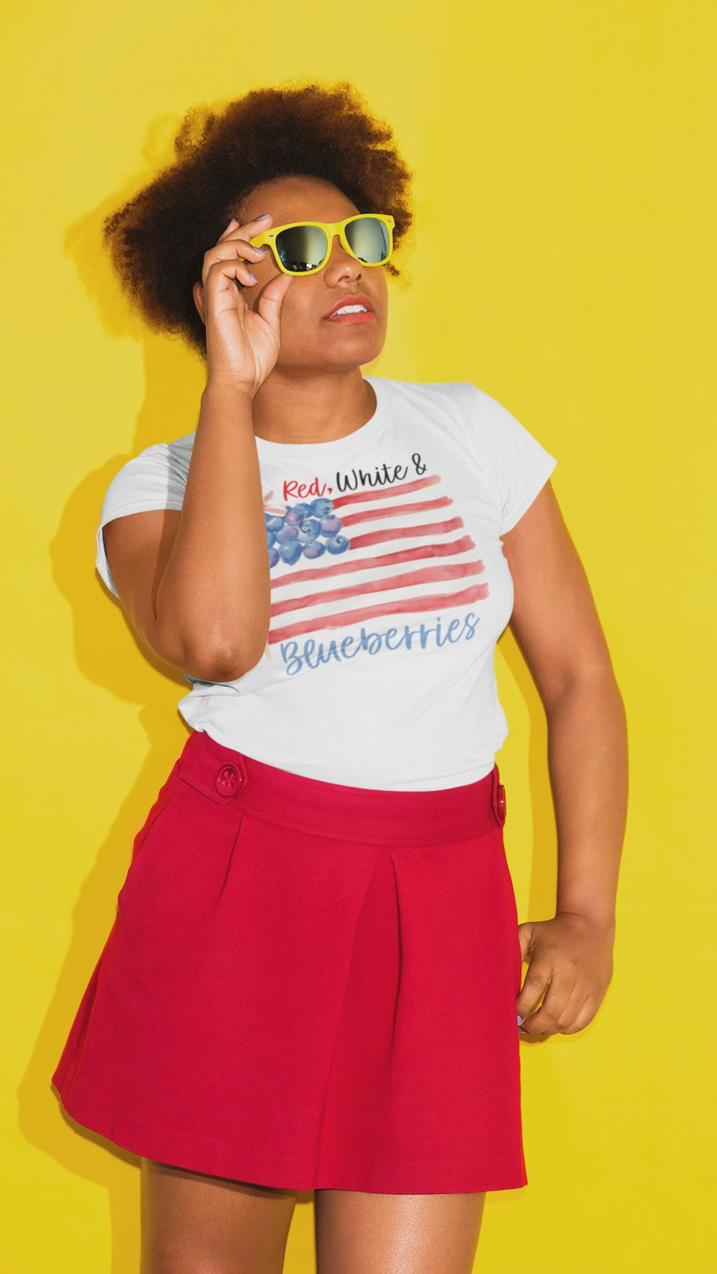 Red, White & Blueberries Tee – Patriotic Flag Shirt – Watercolor Americana